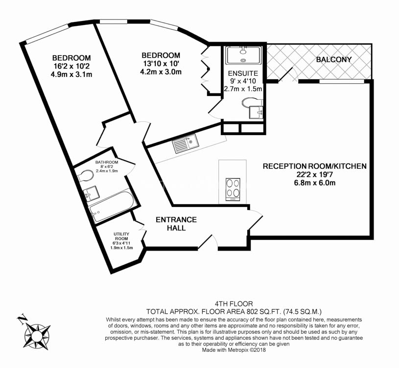 2  bedrooms flat to rent in Sovereign Court, Hammersmith, W6-Floorplan
