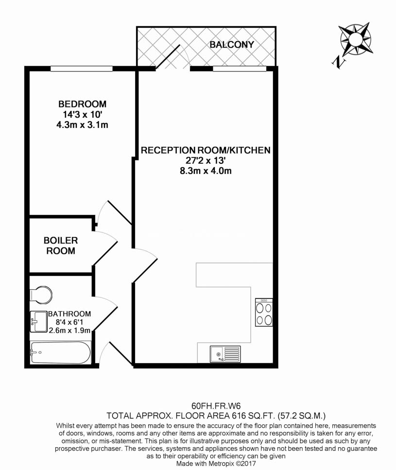 1  bedroom flat to rent in Parrs Way, Hammersmith, W6-Floorplan