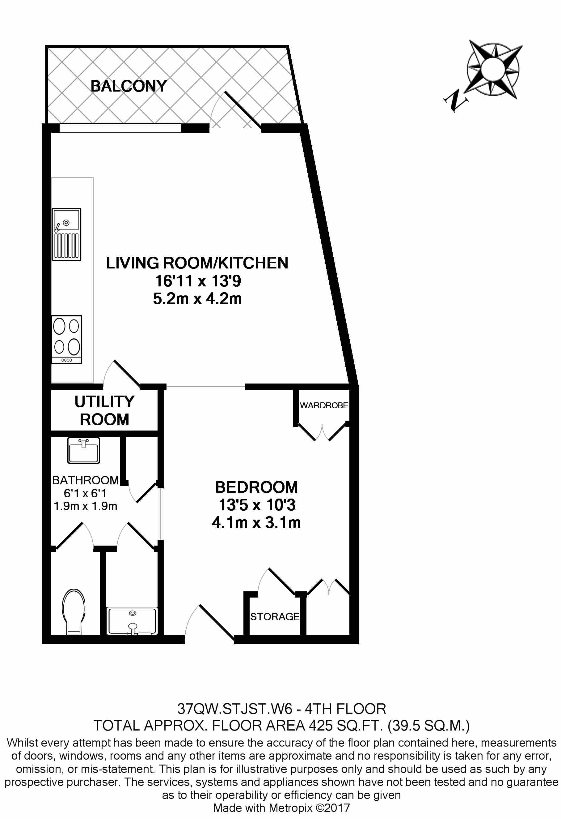 Studio flat to rent in Crisp Road, Hammersmith, W6-Floorplan