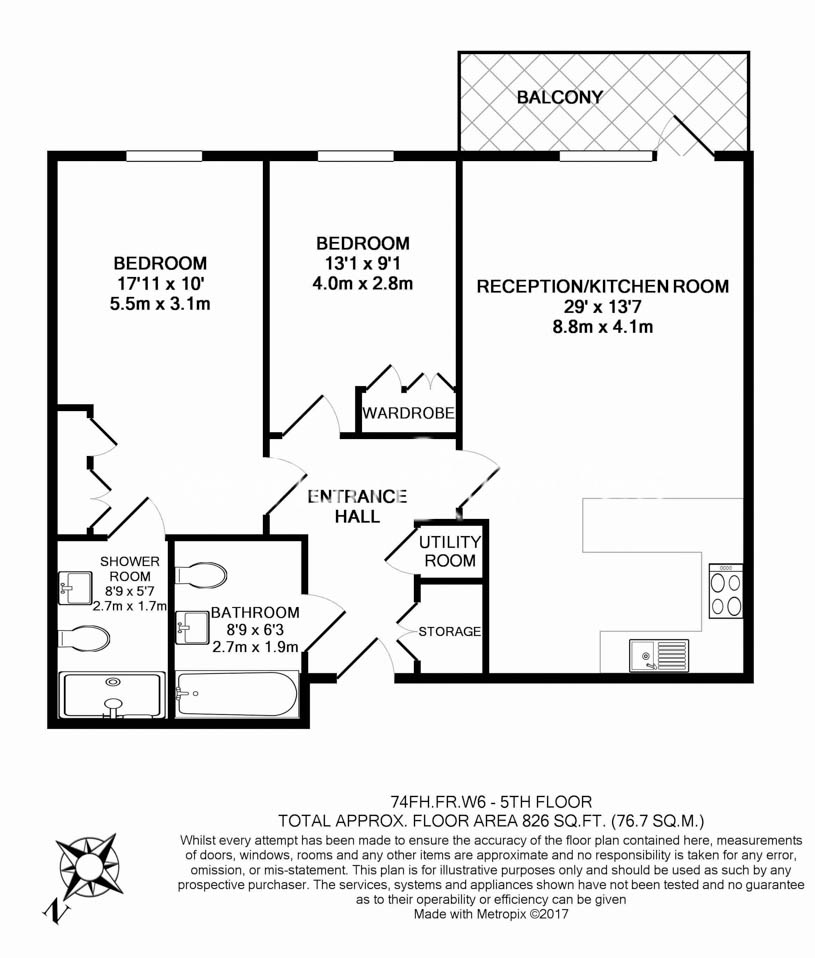 2  bedrooms flat to rent in Fulham Reach, Hammersmith, W6-Floorplan