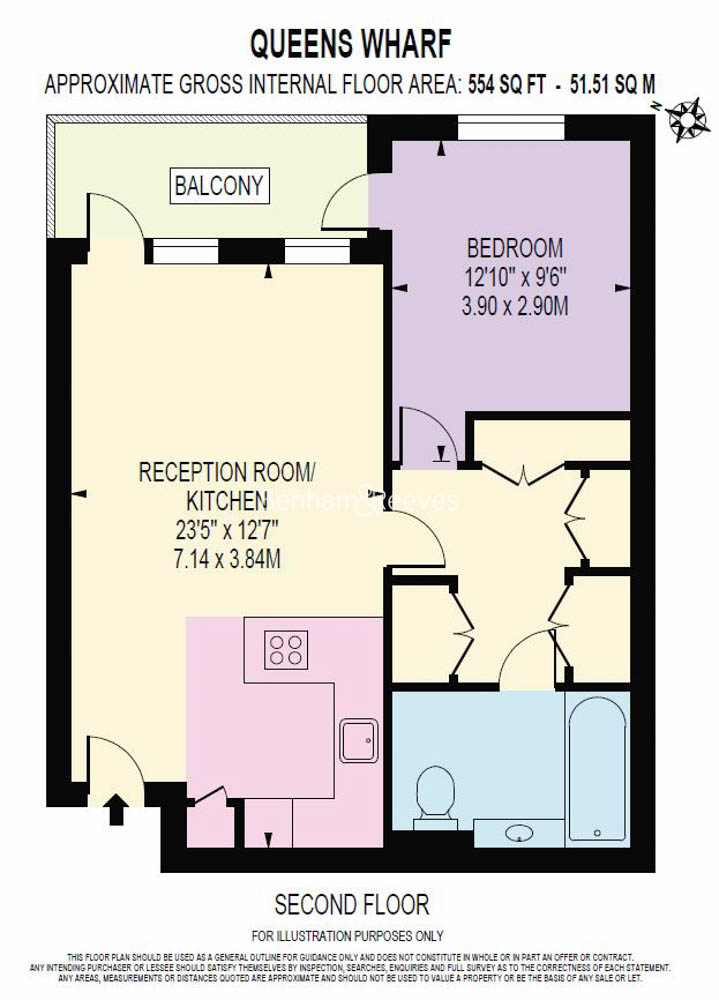 1  bedroom flat to rent in Queens Wharf, Hammersmith, W6-Floorplan