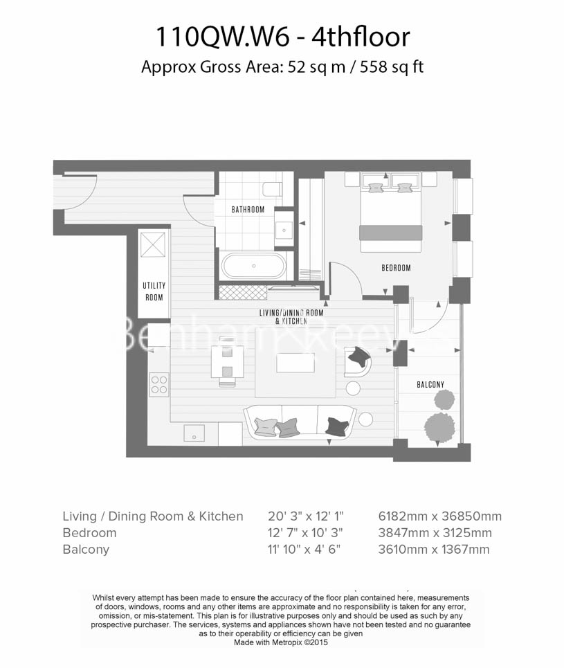1  bedroom flat to rent in Queens Wharf, Hammersmith, W6-Floorplan