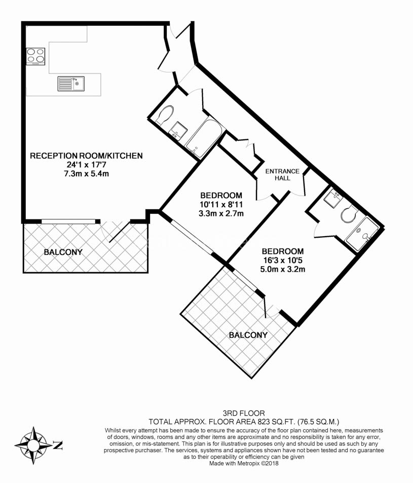 2  bedrooms flat to rent in Sovereign Court, Hammersmith, W6-Floorplan
