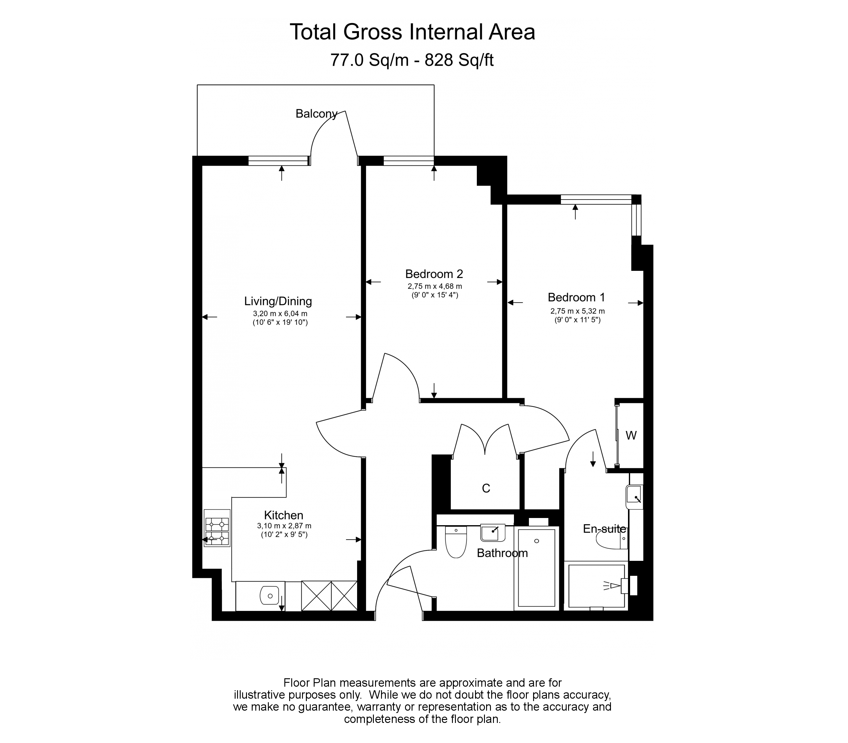 2  bedrooms flat to rent in Beaulieu House, Glenthorne Road, W6-Floorplan
