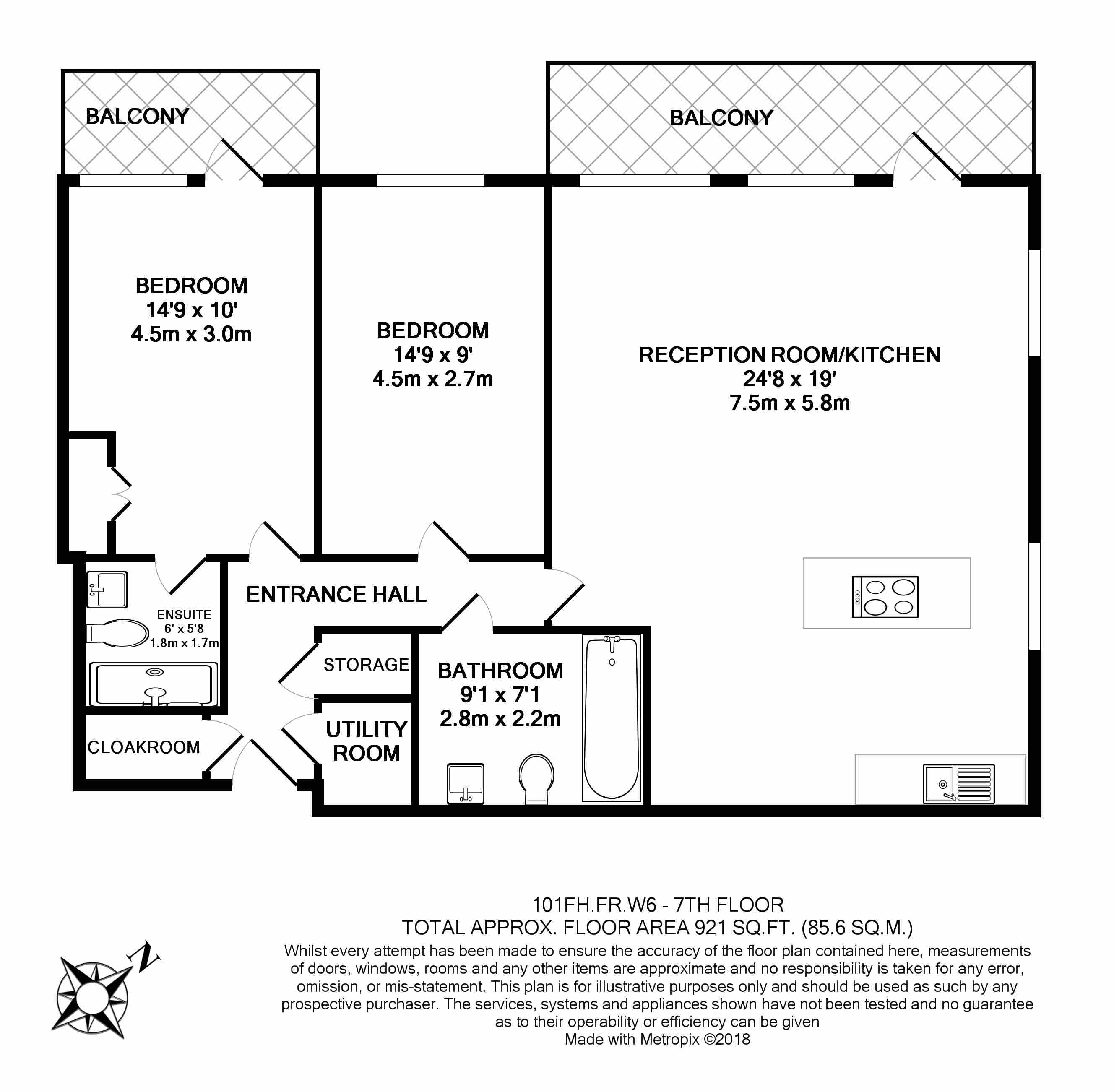 2  bedrooms flat to rent in Fulham Reach, Hammersmith, W6-Floorplan