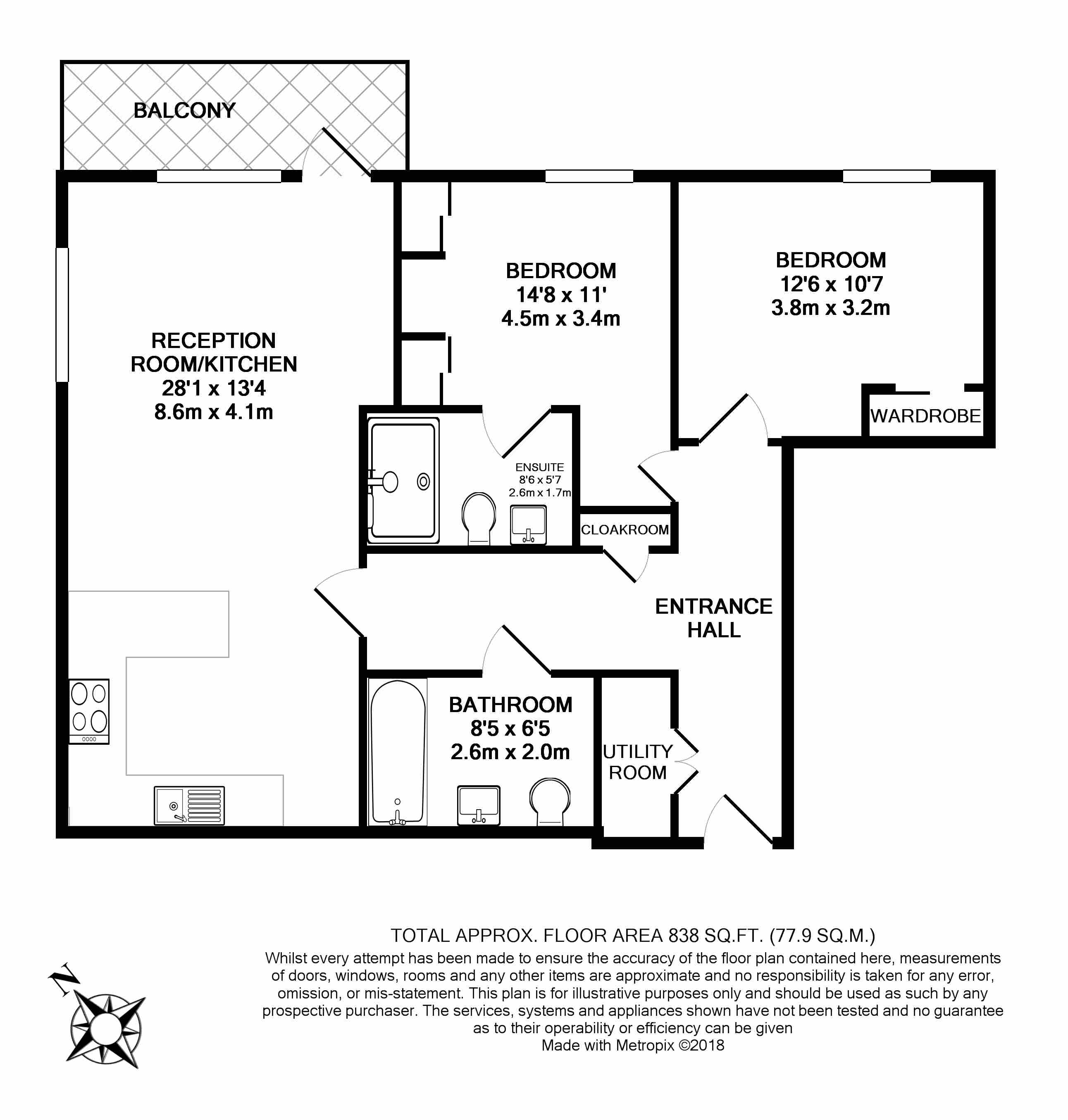 2  bedrooms flat to rent in Distillery Wharf, Hammersmith, W6-Floorplan