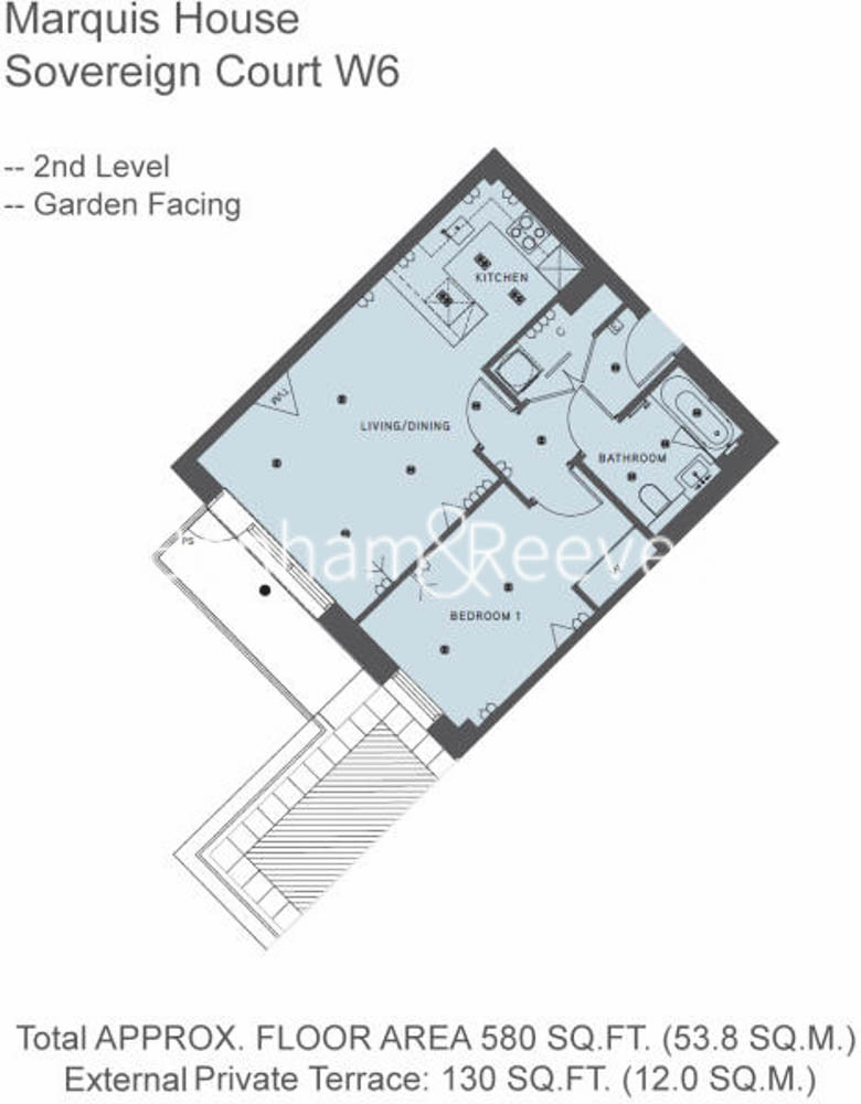 1  bedroom flat to rent in Sovereign Court, Hammersmith, W6-Floorplan