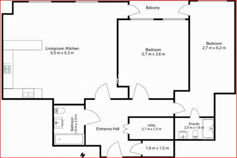 2  bedrooms flat to rent in Sovereign Court, Hammersmith, W6-Floorplan