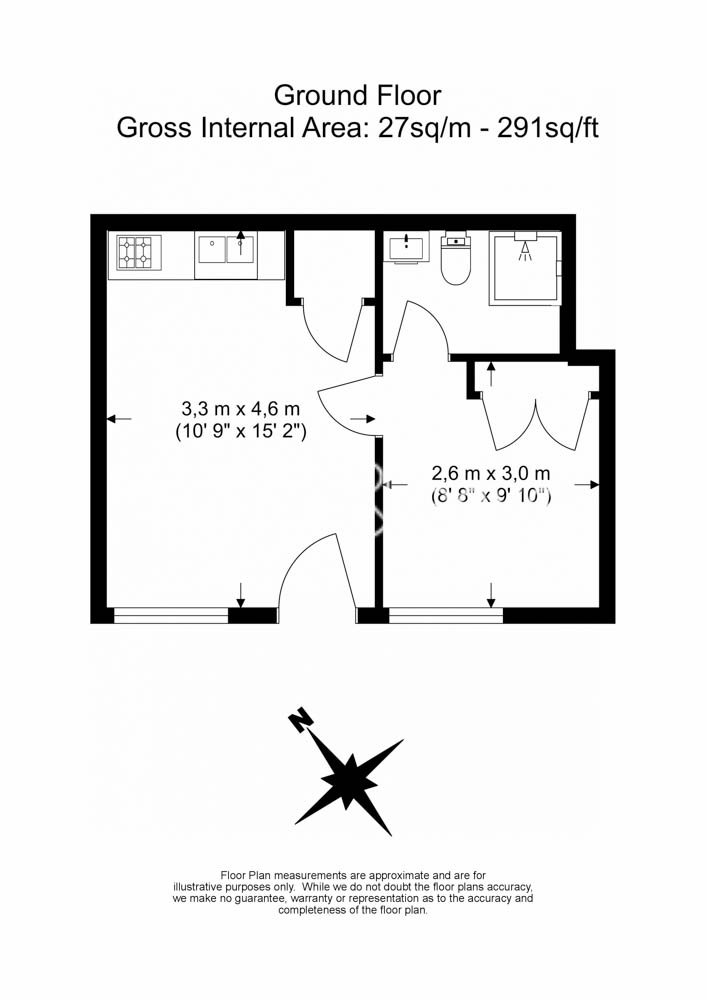 1  bedroom flat to rent in Albion Court, Hammersmith, W6-Floorplan