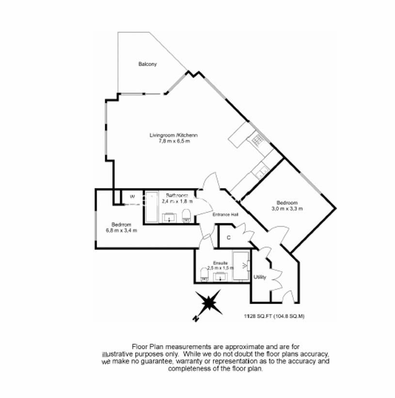 2  bedrooms flat to rent in Sovereign Court, Hammersmith, W6-Floorplan