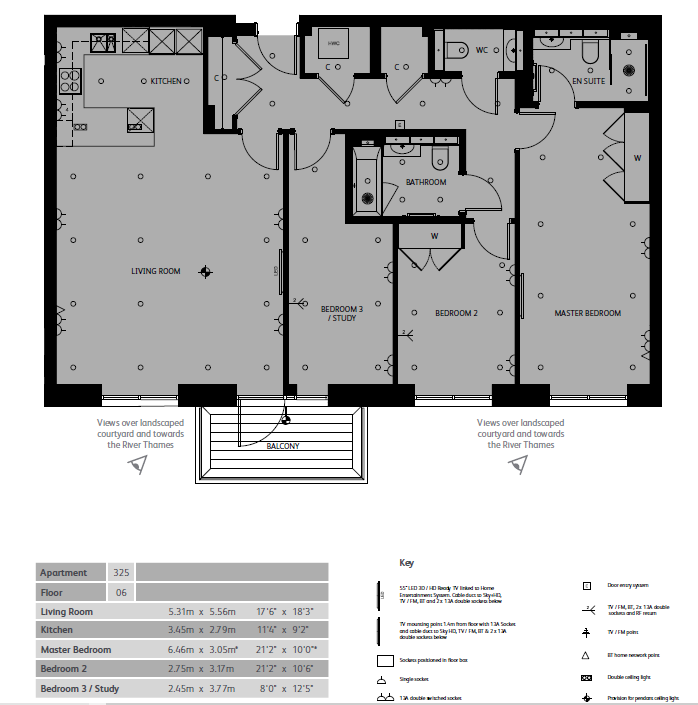 3  bedrooms flat to rent in Fulham Reach, Hammersmith, W6-Floorplan