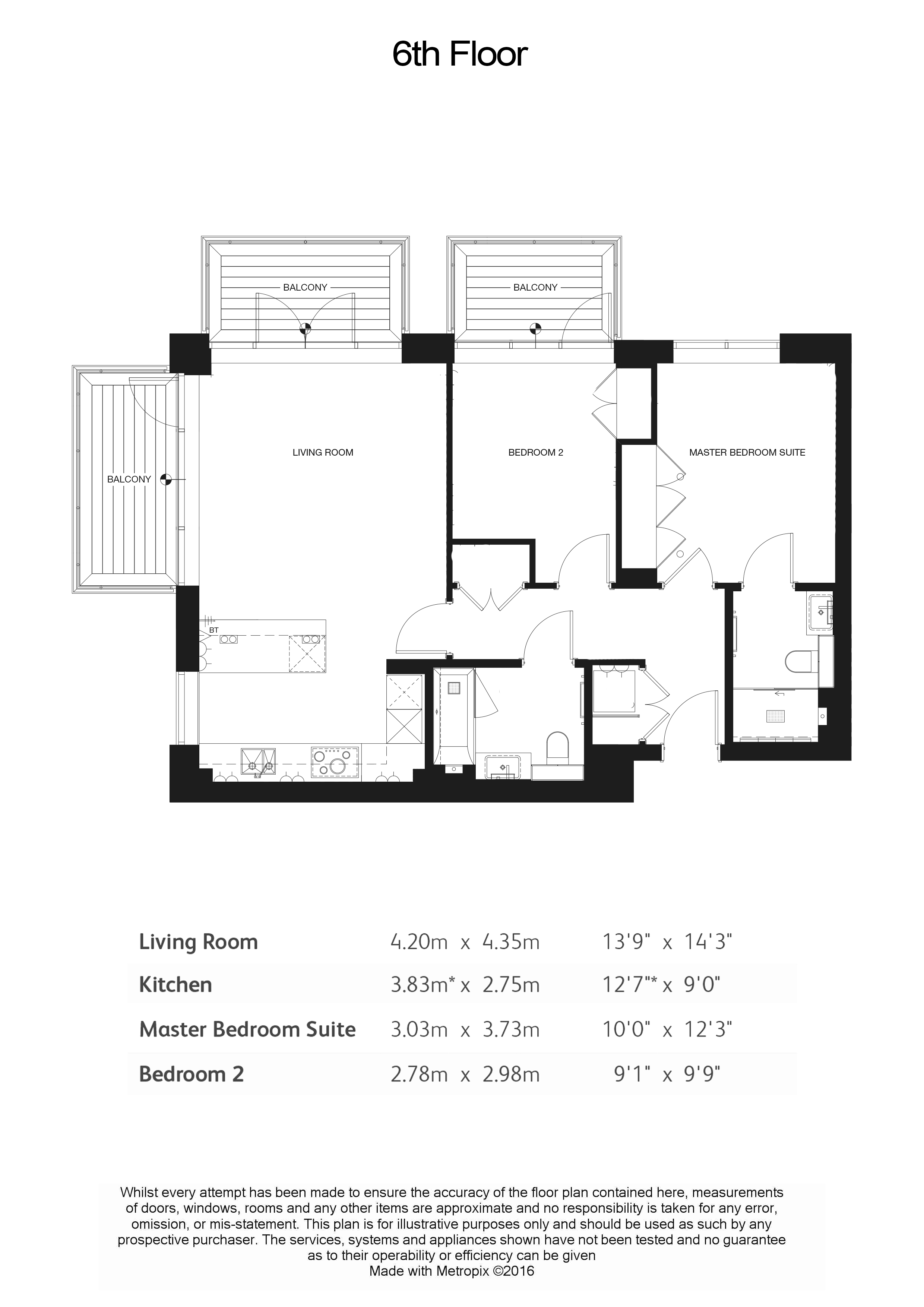 2  bedrooms flat to rent in Brunswick House, Fulham Reach, W6-Floorplan