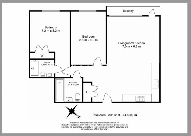 2  bedrooms flat to rent in Cambium, Southfields, SW19-Floorplan