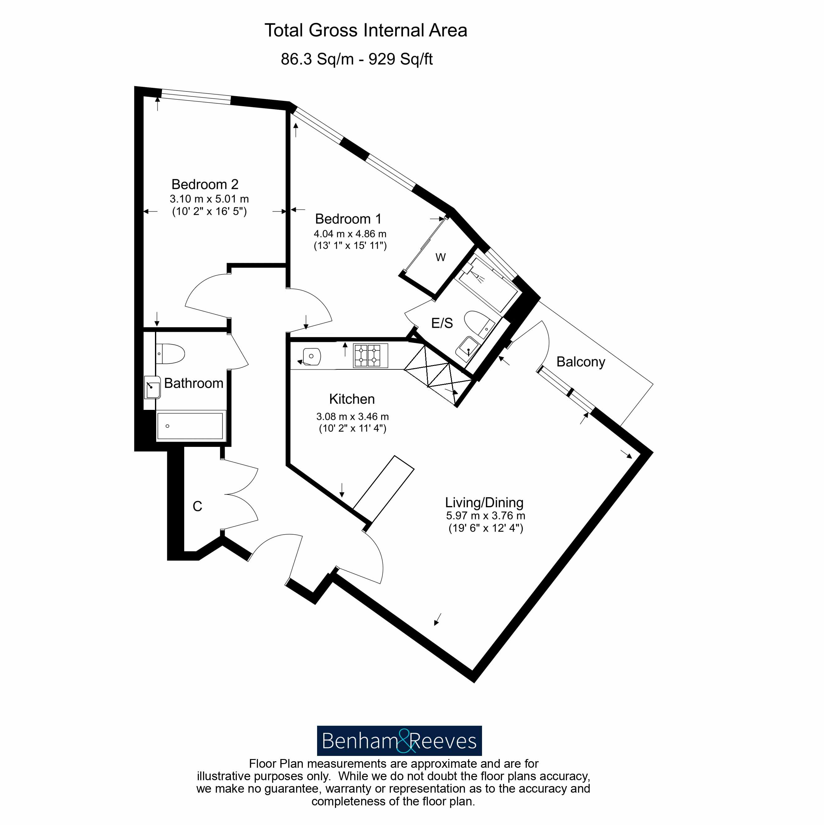 2  bedrooms flat to rent in Sovereign Court, Hammersmith, W6-Floorplan