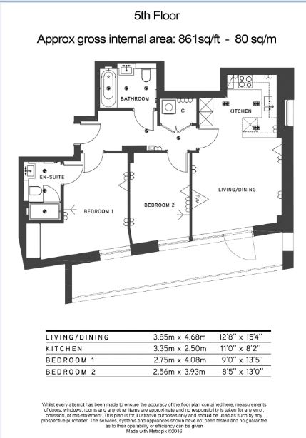 2 bedrooms flat to rent in Sovereign Court, Hammersmith, W6-Floorplan