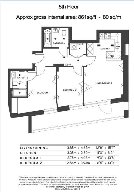 2  bedrooms flat to rent in Glenthorne Road, Hammersmith, W6-Floorplan