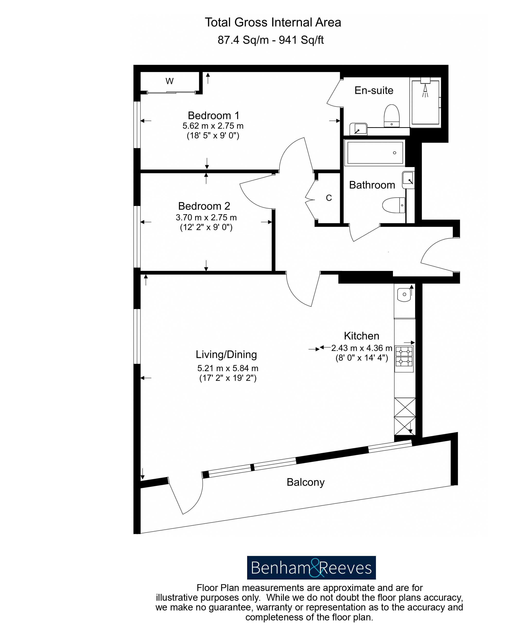 2  bedrooms flat to rent in Sovereign Court, Hammersmith, W6-Floorplan