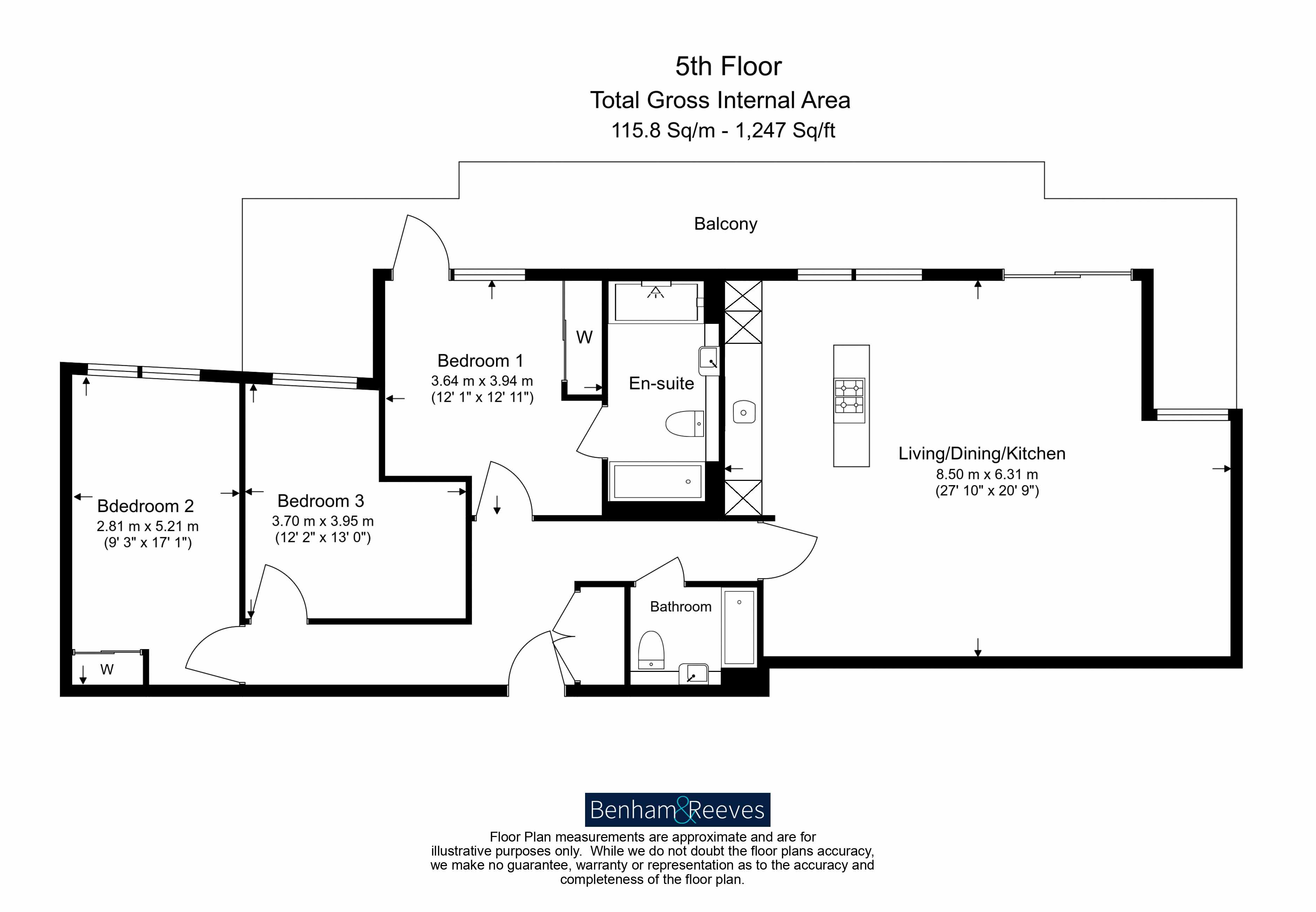 3 bedrooms flat to rent in Sovereign Court, Hammersmith, W6-Floorplan