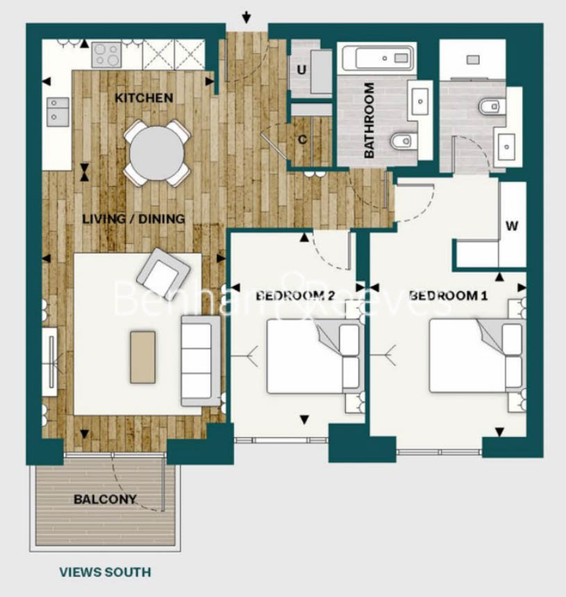 2  bedrooms flat to rent in Fulham Reach, Hammersmith, W6-Floorplan