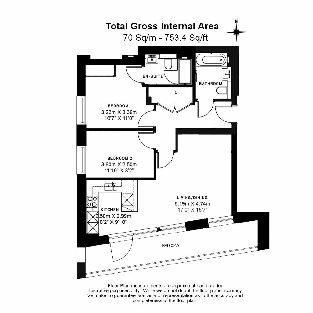 2  bedrooms flat to rent in Glenthorne Road, Hammersmith, W6-Floorplan