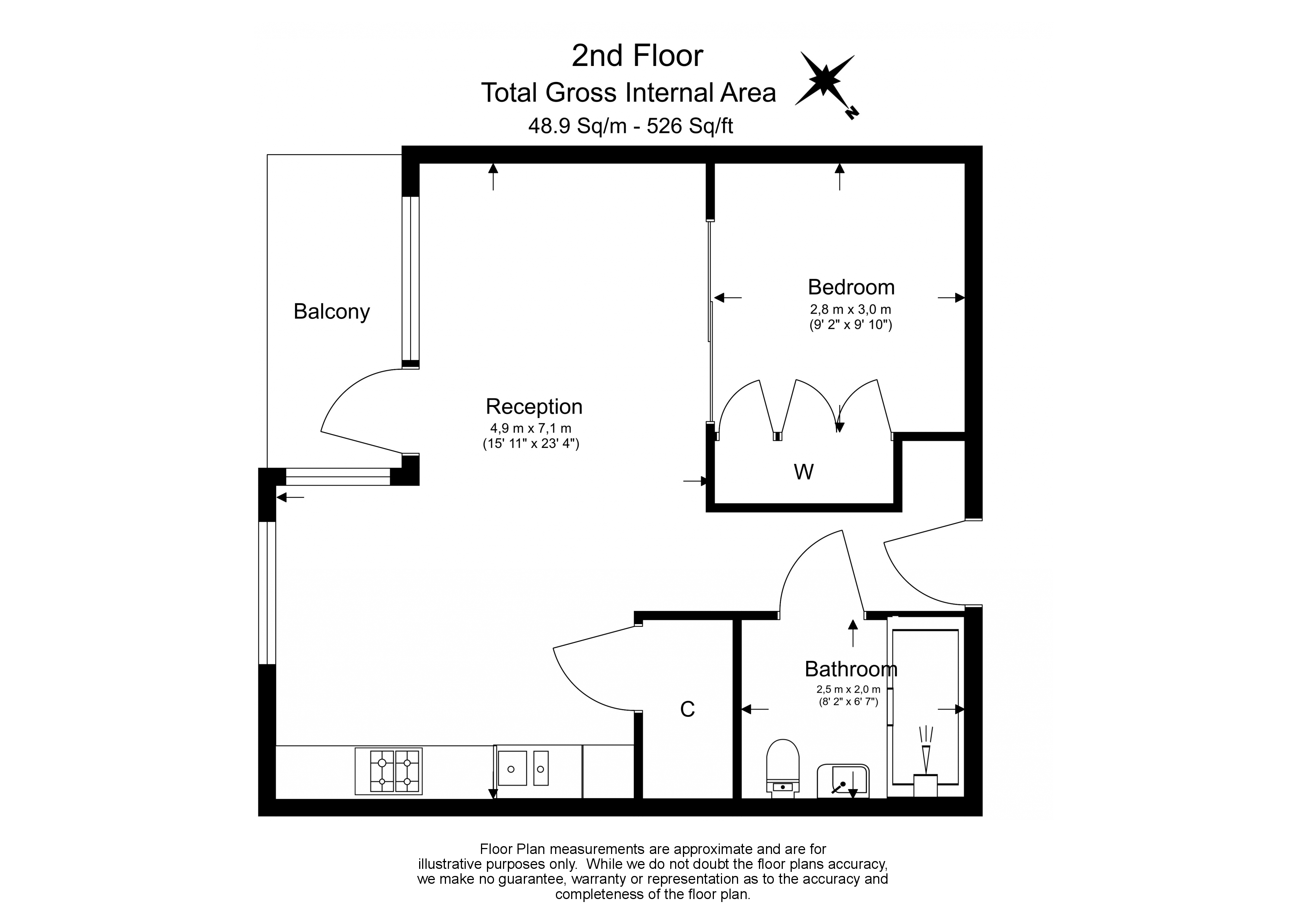 Studio flat to rent in King Street, Hammersmith, W6-Floorplan