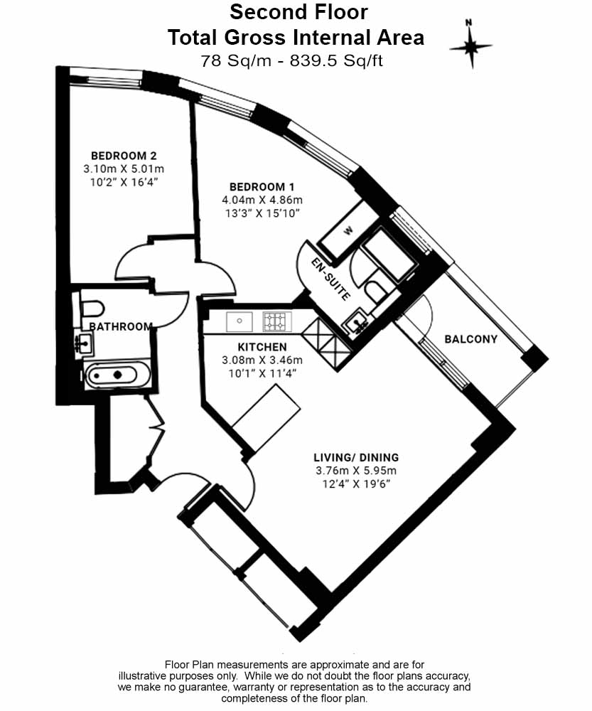 2  bedrooms flat to rent in Lancaster House, Hammermsmith, W6-Floorplan