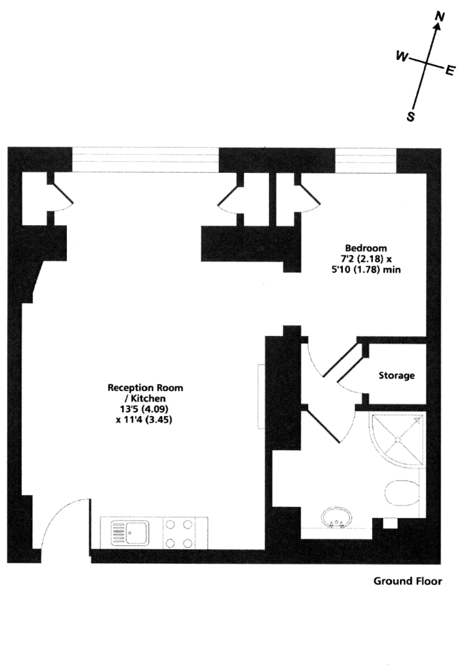1  bedroom flat to rent in Gwendwr Road, Hammersmith,W14-Floorplan