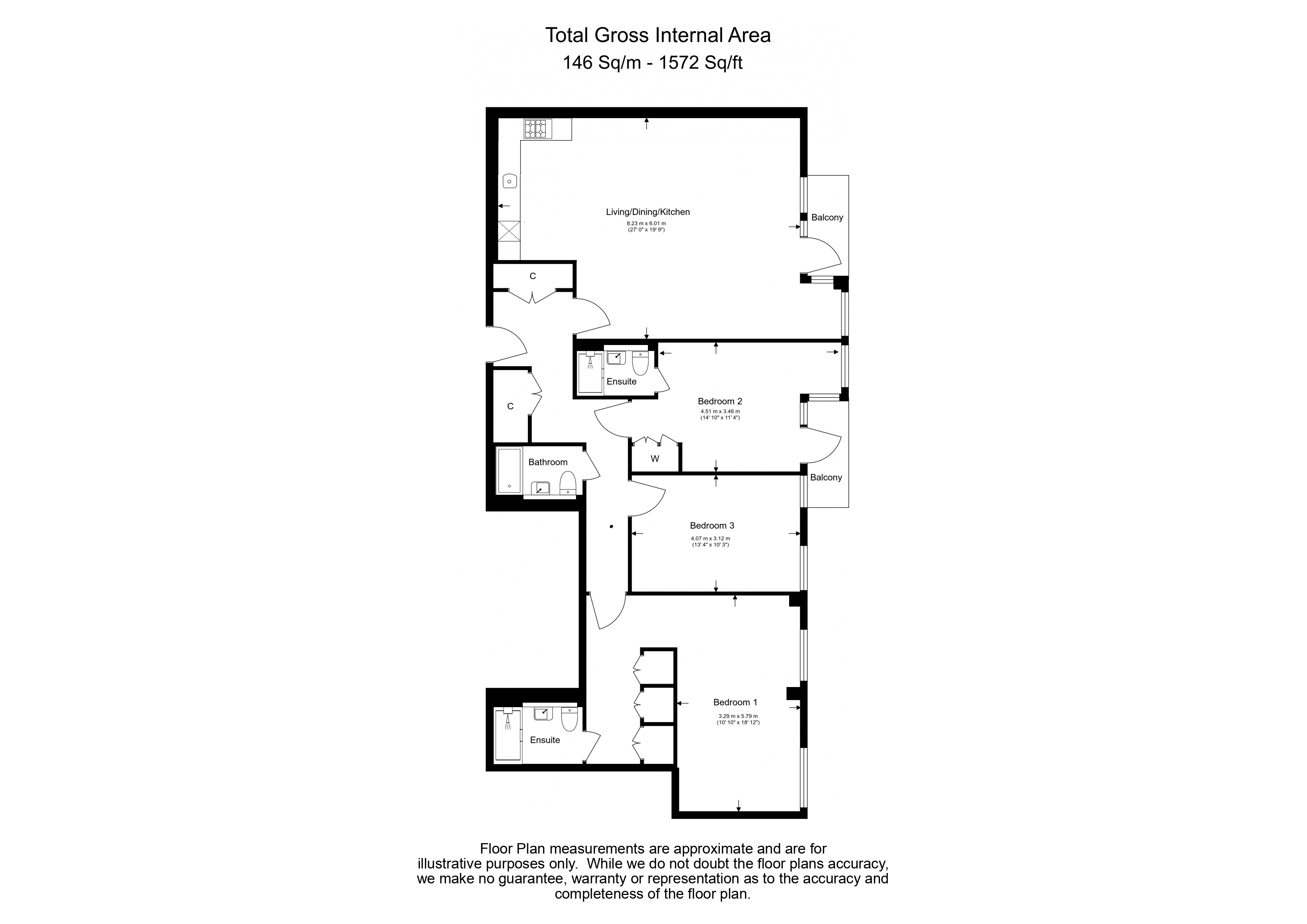 3  bedrooms flat to rent in Matcham House, 21 Glenthorne Road, W6-Floorplan
