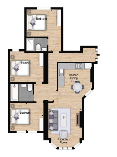 3 bedrooms flat to rent in Hamlet Gardens, Hammersmith, W6-Floorplan