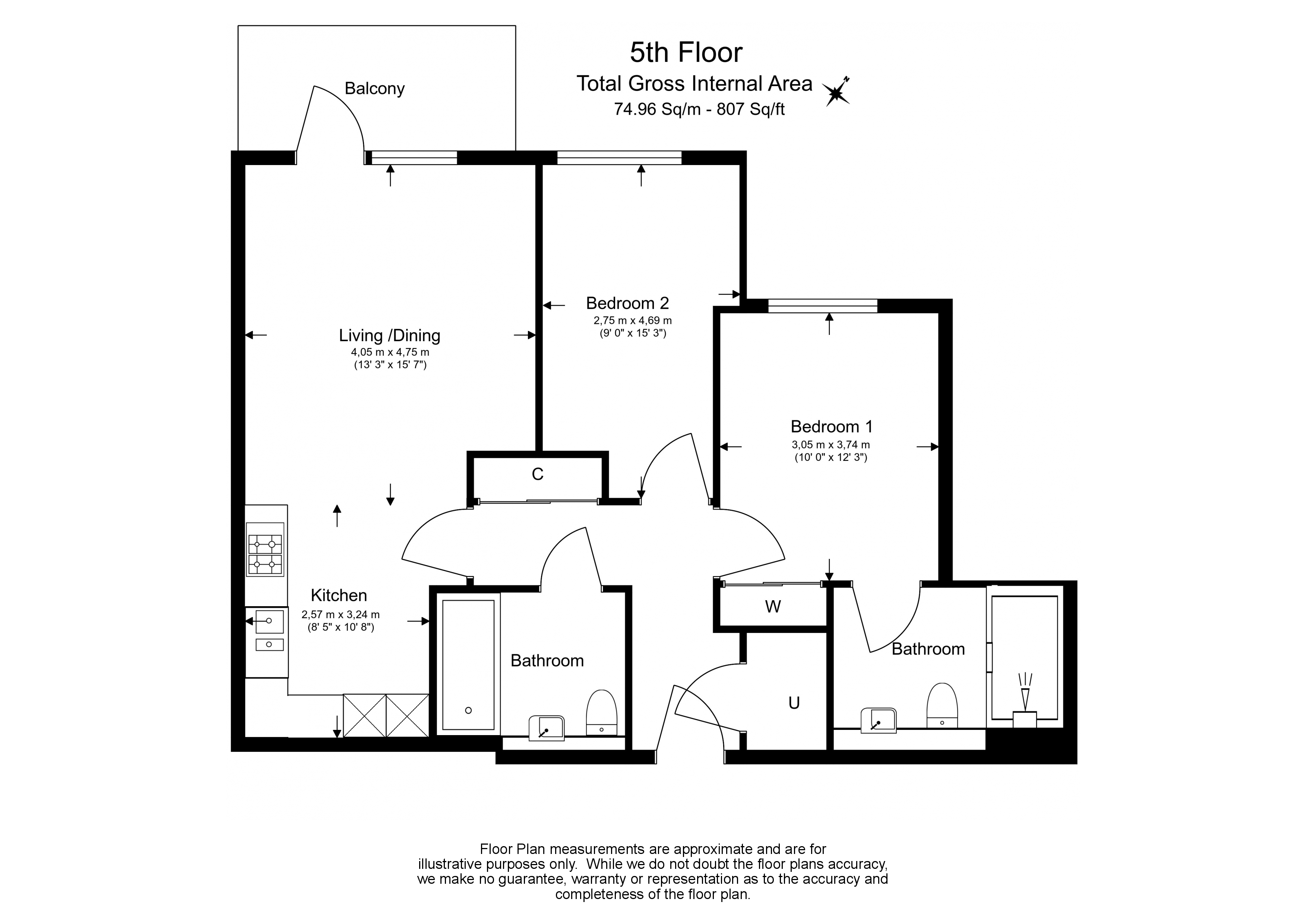 2  bedrooms flat to rent in Faulkner House, Tierney Lane, W6-Floorplan