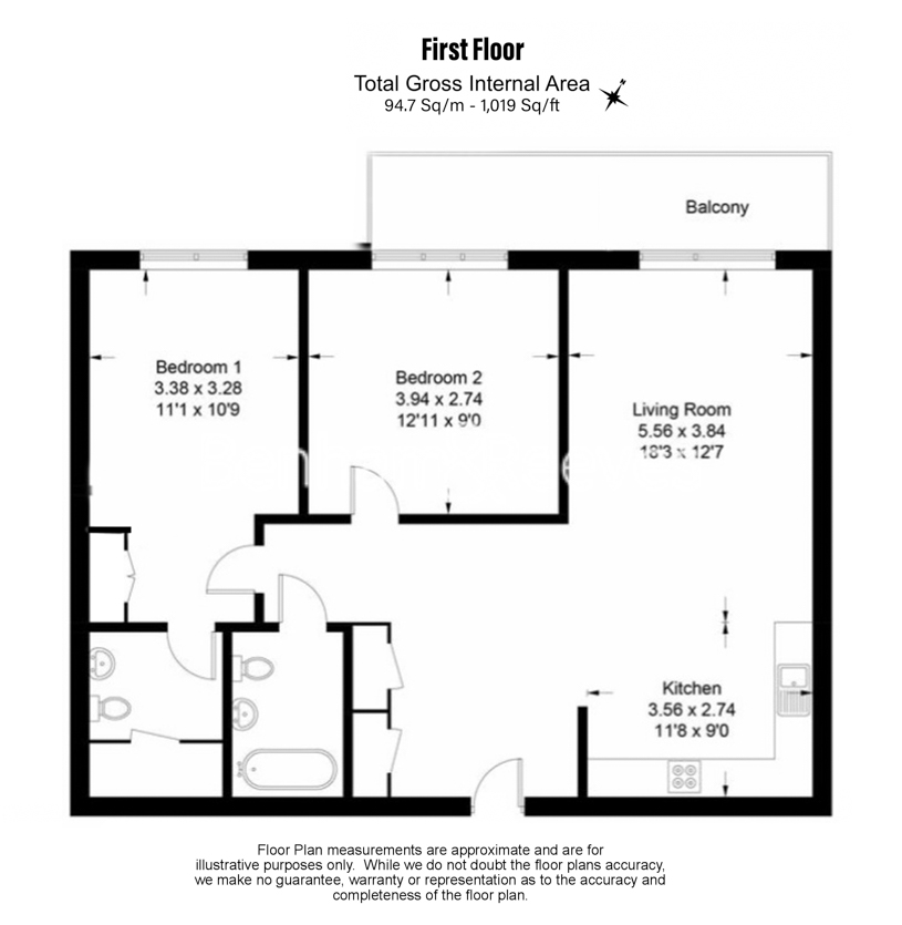 2  bedrooms flat to rent in Tierney Lane, Hammersmith, W6-Floorplan