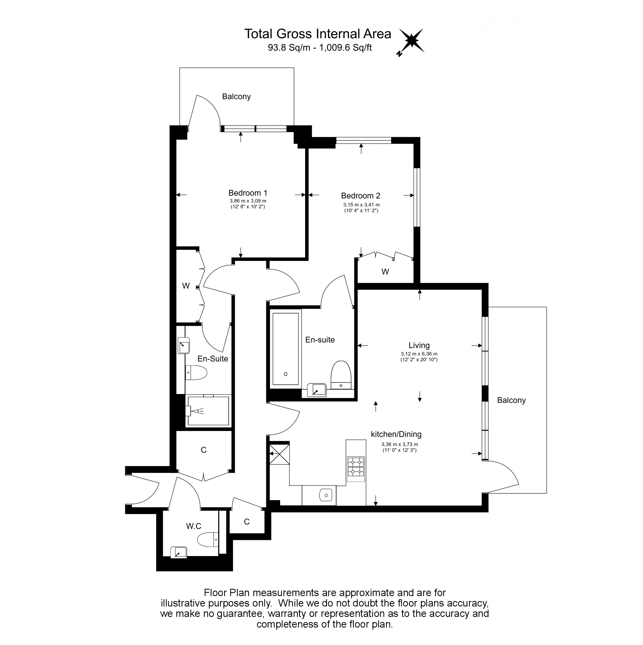 2  bedrooms flat to rent in Holland House, Parrs Way, W6-Floorplan