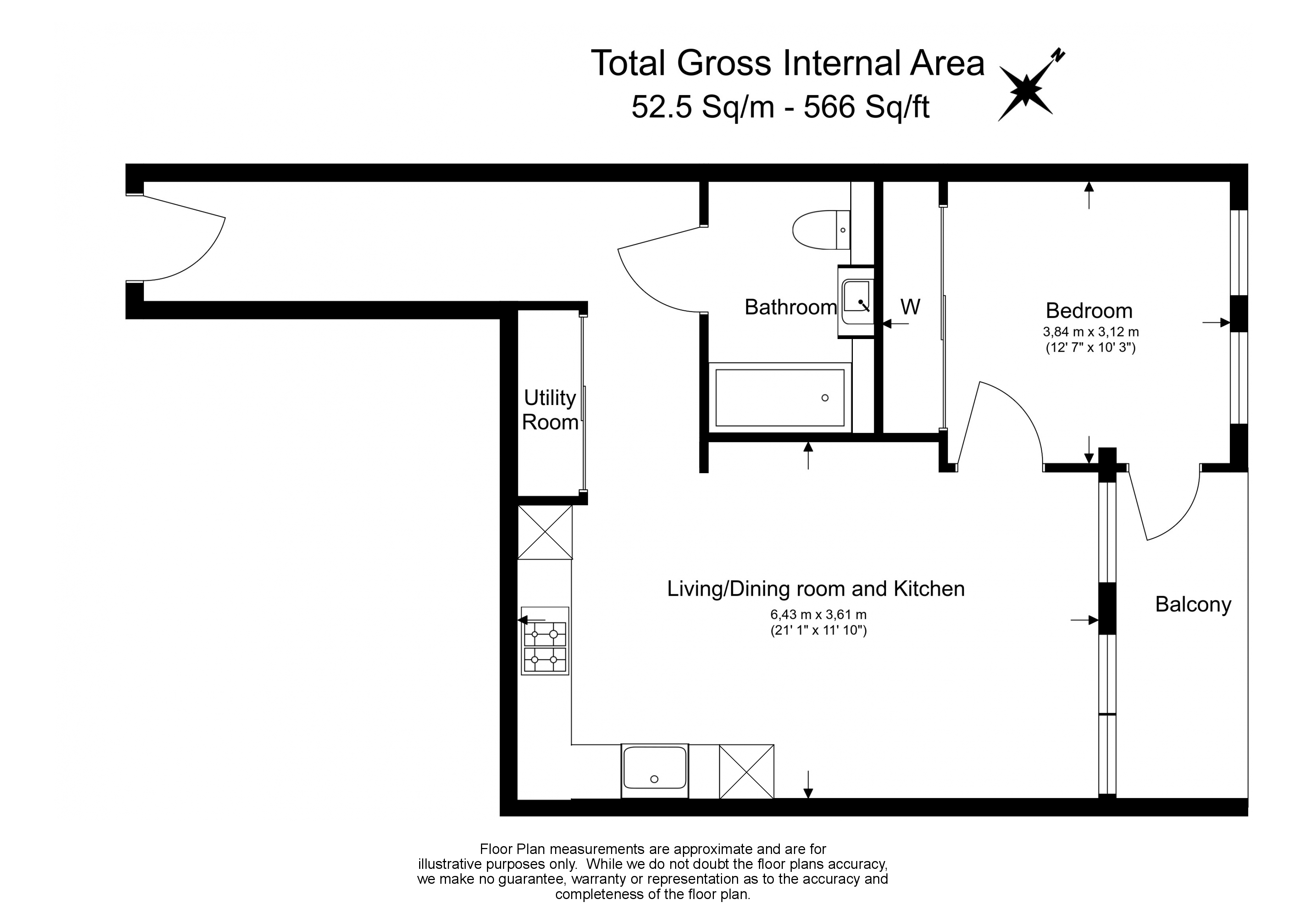 1 bedroom flat to rent in Crisp Road, Hammersmith, W6-Floorplan