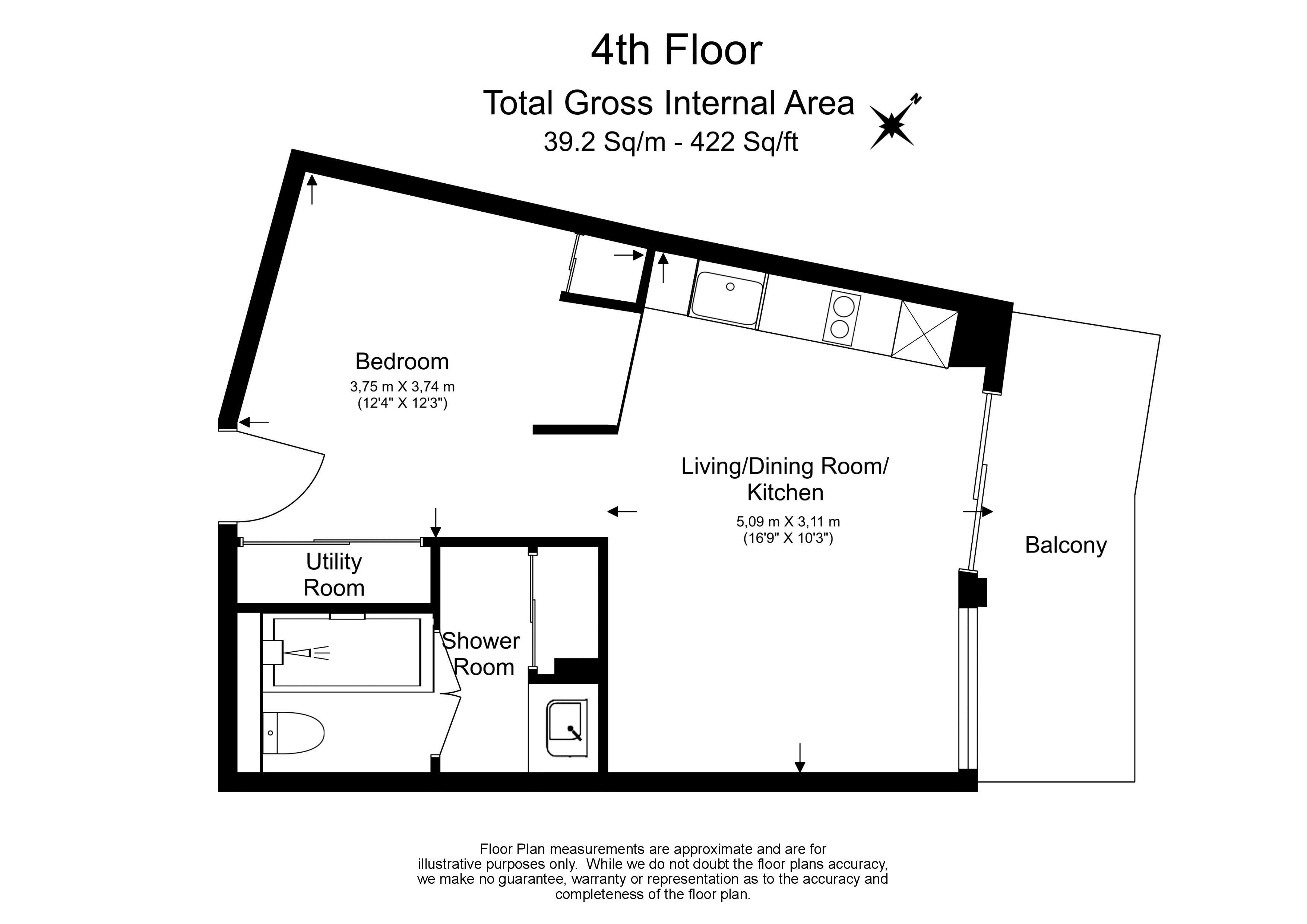 1 bedroom flat to rent in Queens Wharf, Crisp Road, W6-Floorplan
