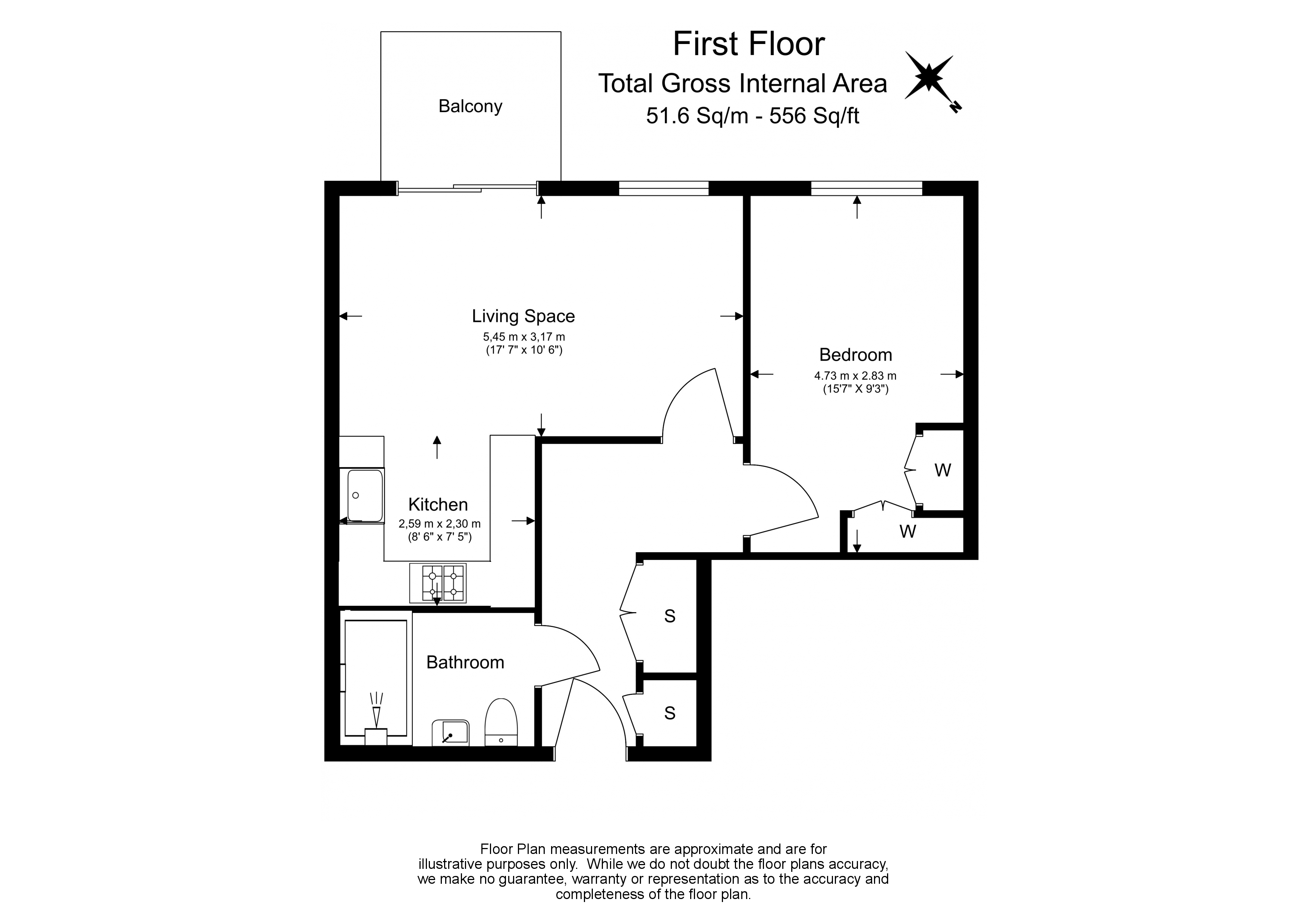 1  bedroom flat to rent in Merrivale Terrace, Distillery Road, SW6-Floorplan
