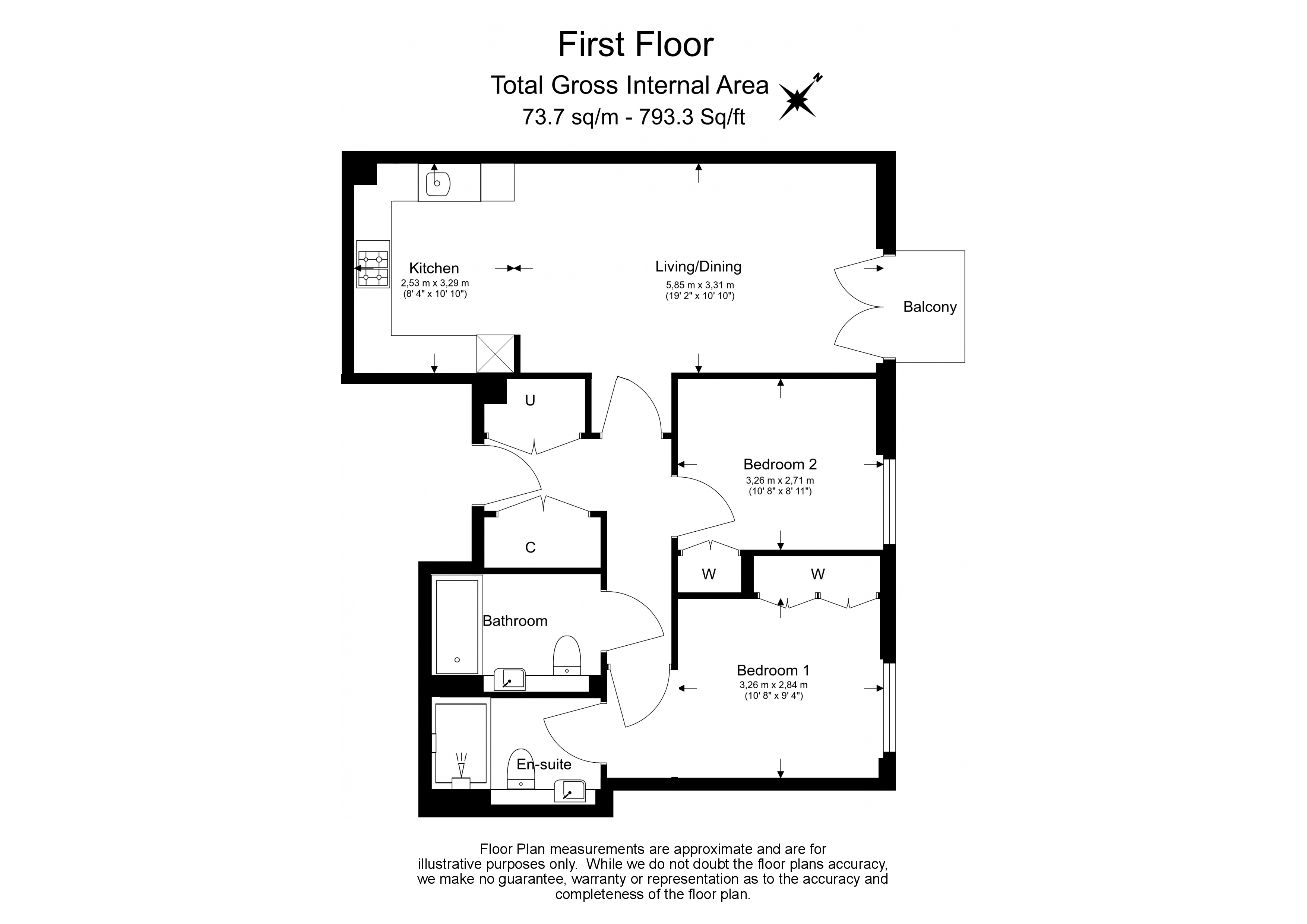 2  bedrooms flat to rent in Distillery Road, Hammersmith, W6-Floorplan