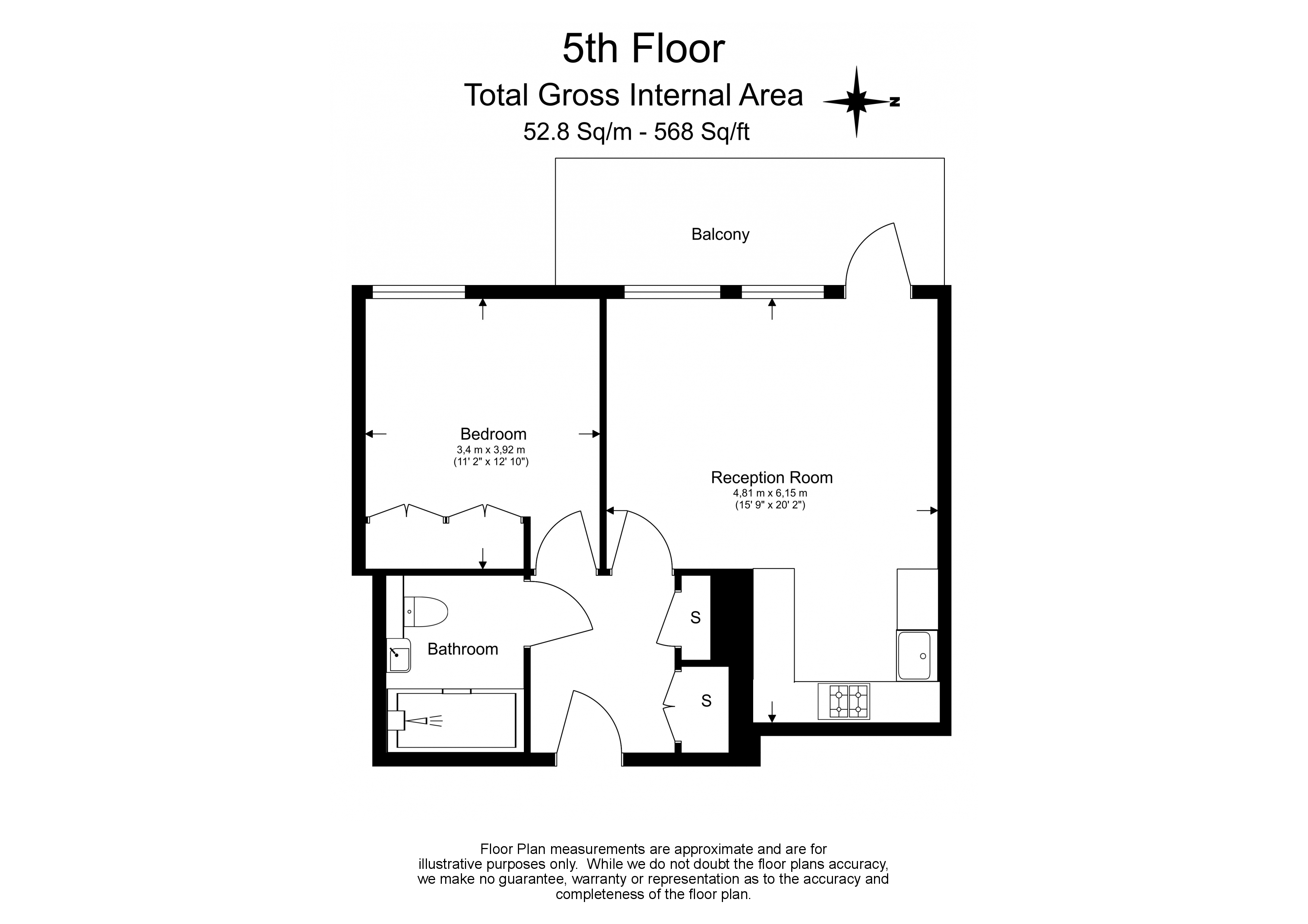 1 bedroom flat to rent in Parrs Way, Hammersmith, W6-Floorplan