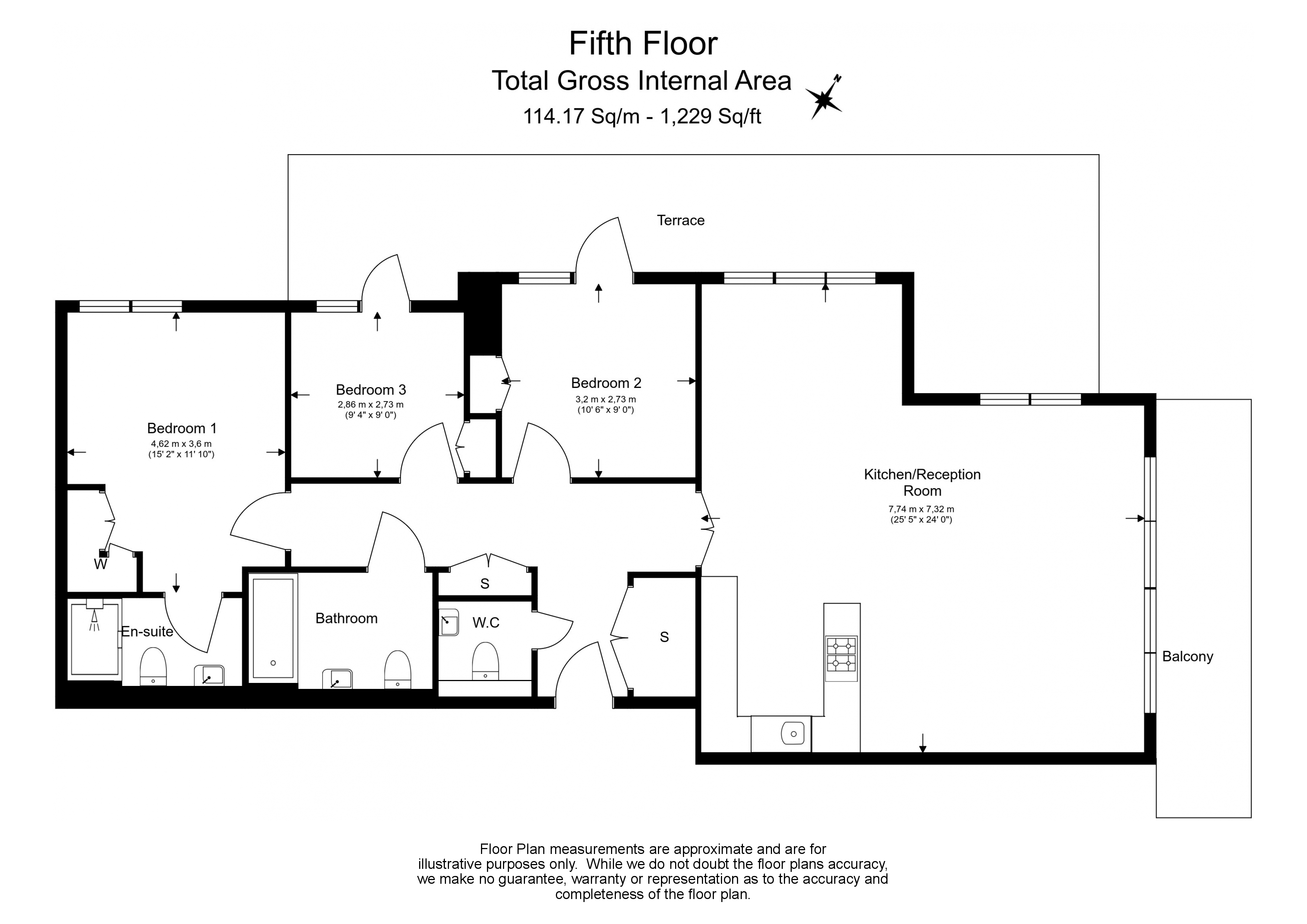3  bedrooms flat to rent in Parrs Way, Hammersmith, W6-Floorplan