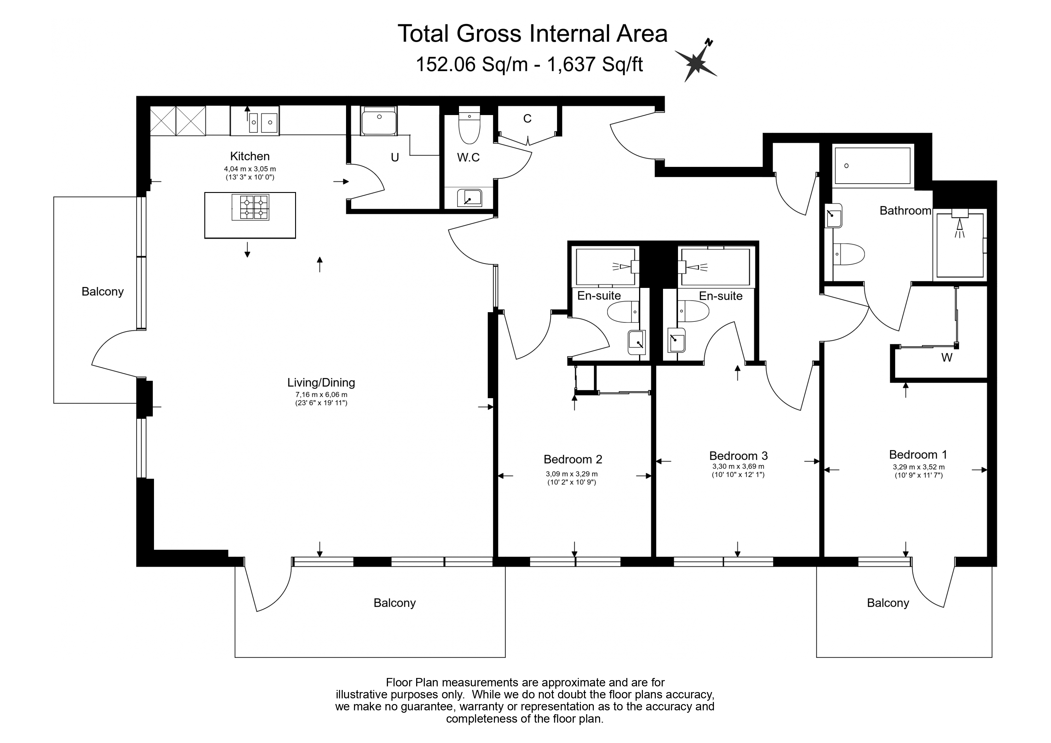 3  bedrooms flat to rent in Tierney Lane, Hammersmith, W6-Floorplan