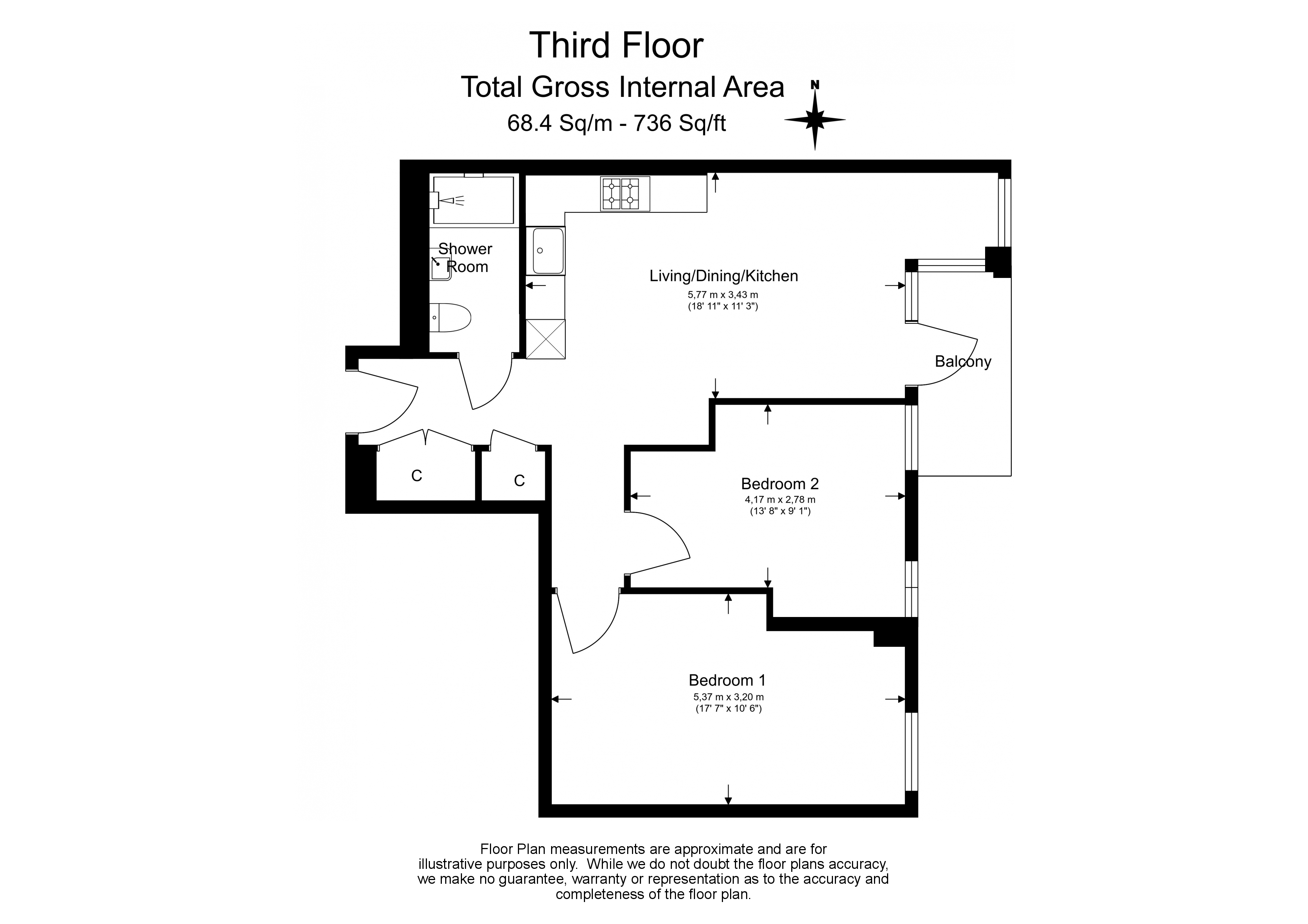 2  bedrooms flat to rent in Glenthorne Road, Hammersmith, W6-Floorplan