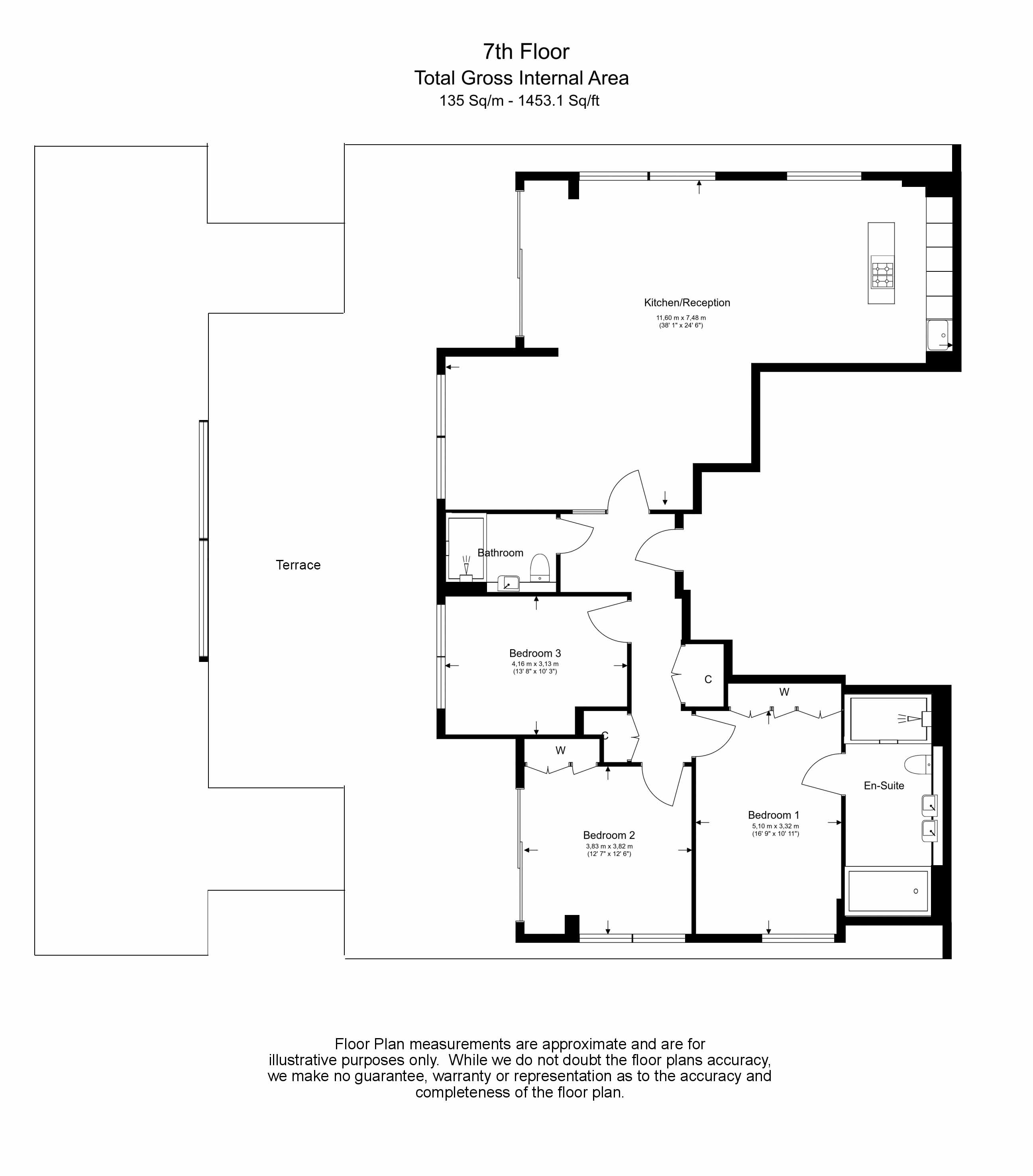 3  bedrooms flat to rent in Glenthorne Road, Hammersmith, W6-Floorplan
