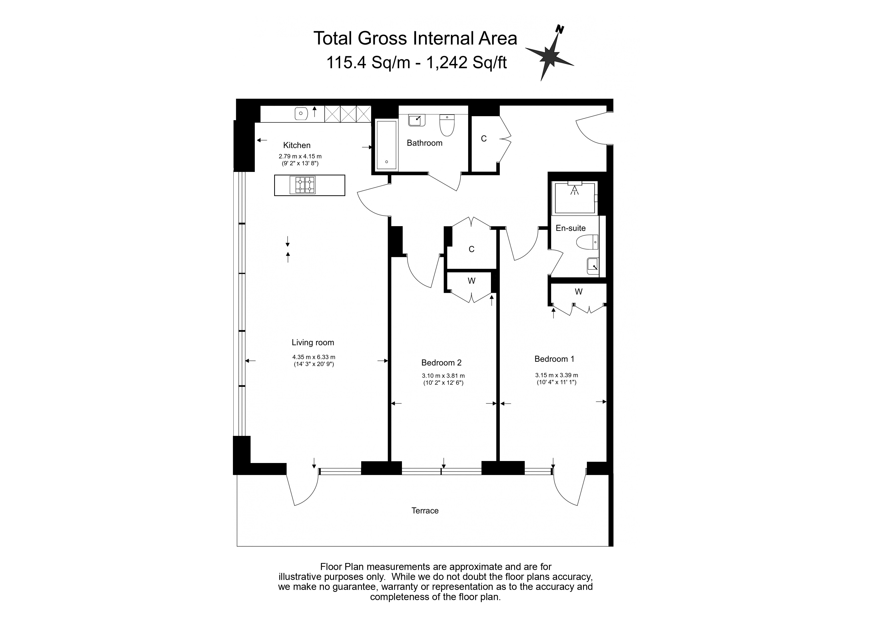 2  bedrooms flat to rent in Tierney Lane, Fulham Reach, W6-Floorplan