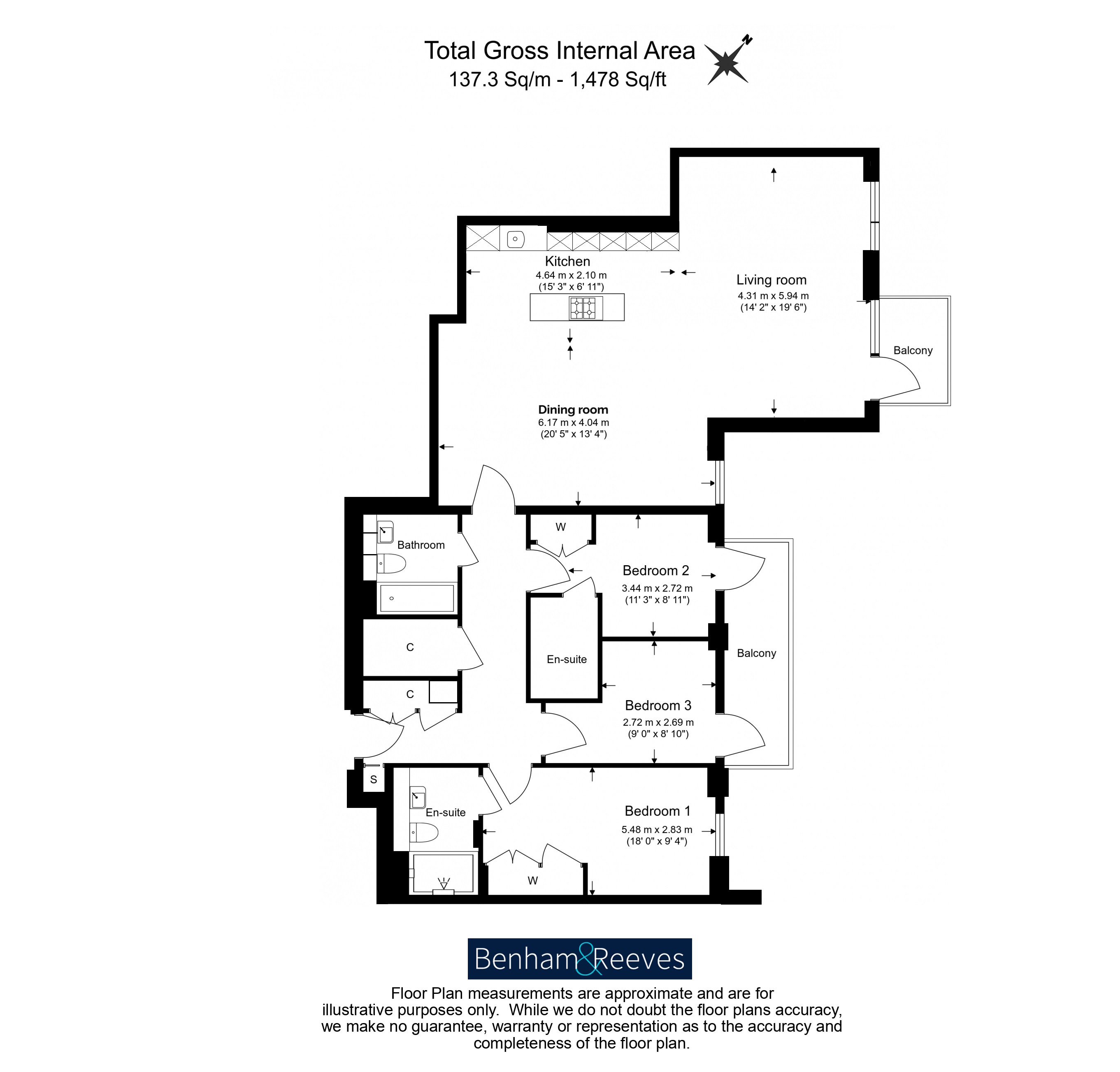 3  bedrooms flat to rent in Faulkner House, Tierney Lane, W6-Floorplan