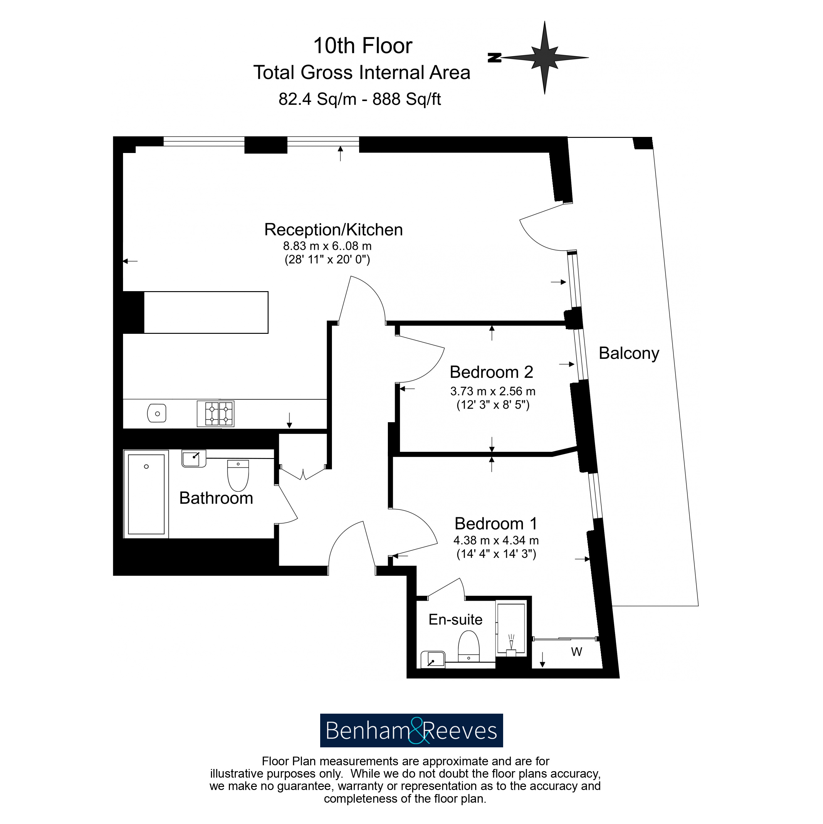 2  bedrooms flat to rent in Glenthorne Road, Sovereign Court, W6-Floorplan
