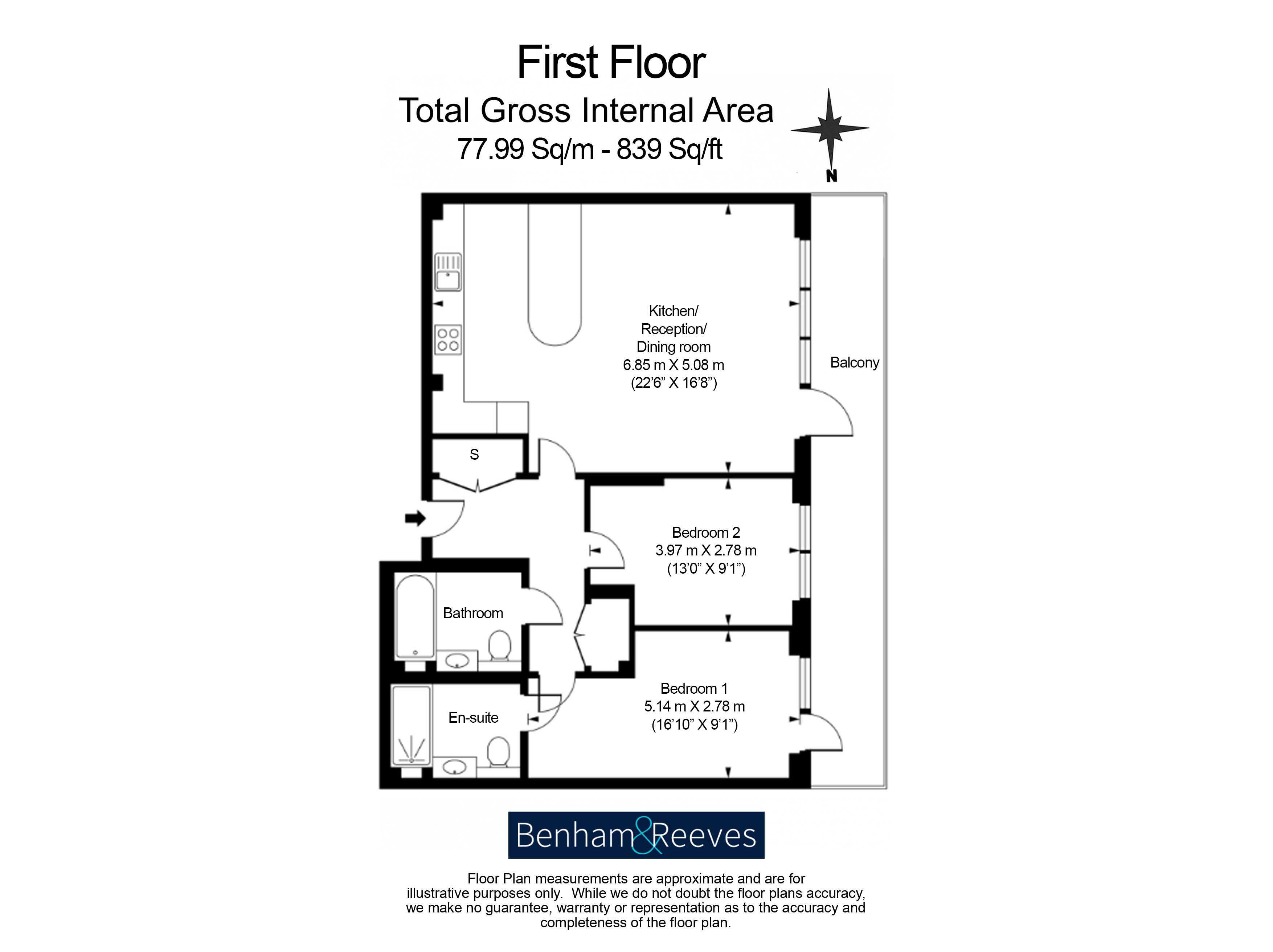 2  bedrooms flat to rent in Glenthorne Road, Hammersmith,W6-Floorplan