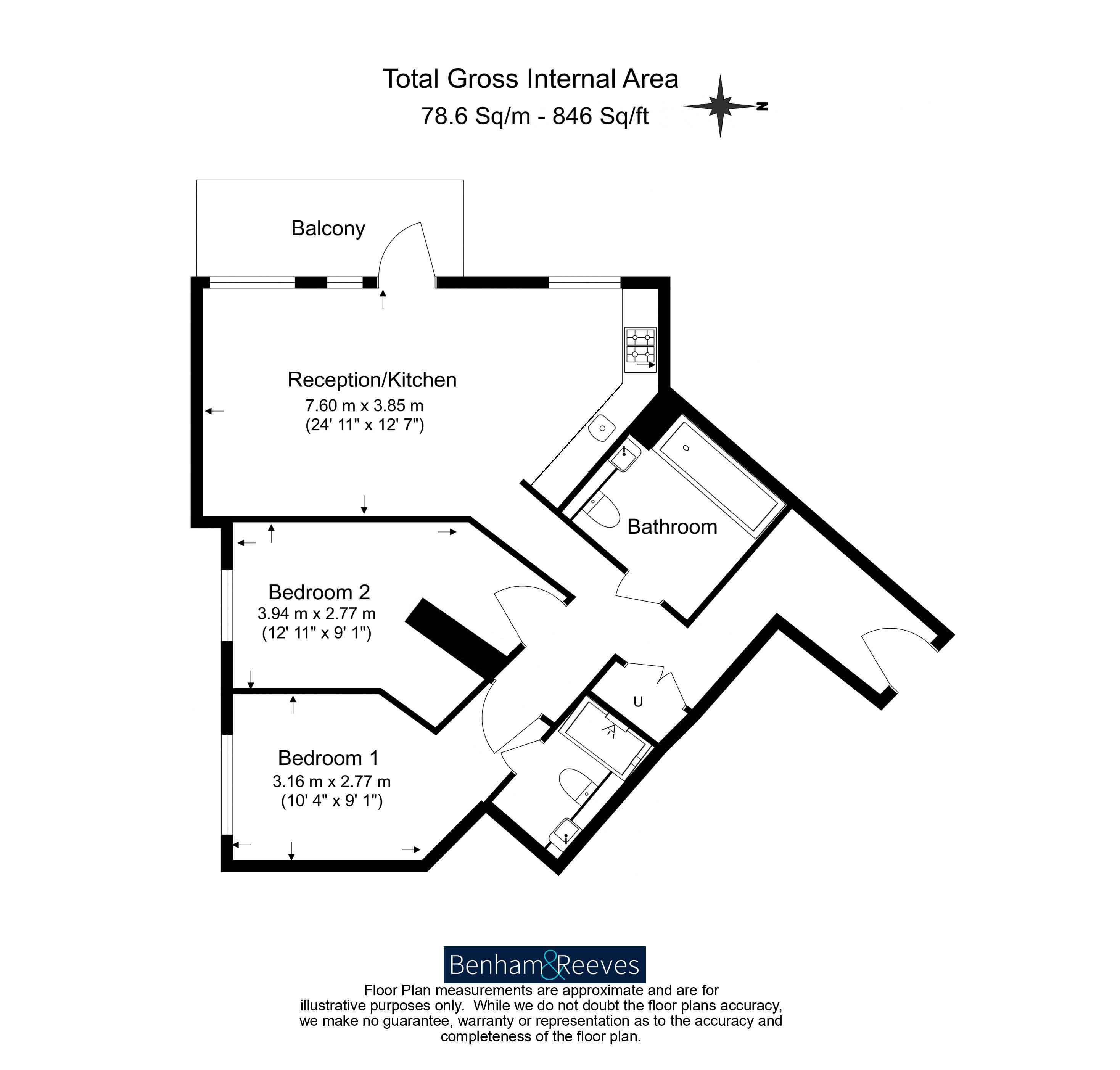 2  bedrooms flat to rent in Beadon Road, Hammersmith, W6-Floorplan