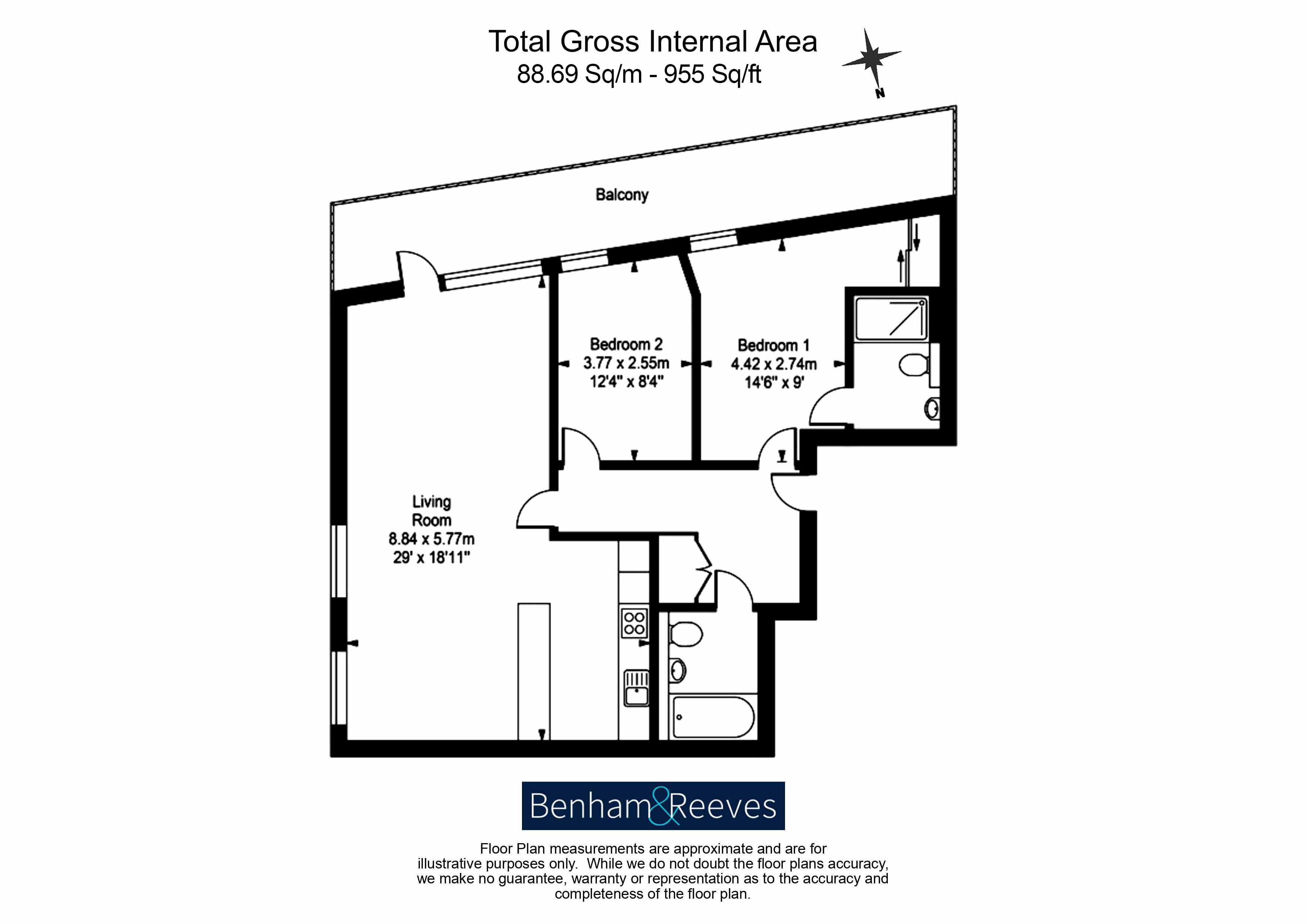 2  bedrooms flat to rent in Glenthorne Road, Montpellier House, W6-Floorplan