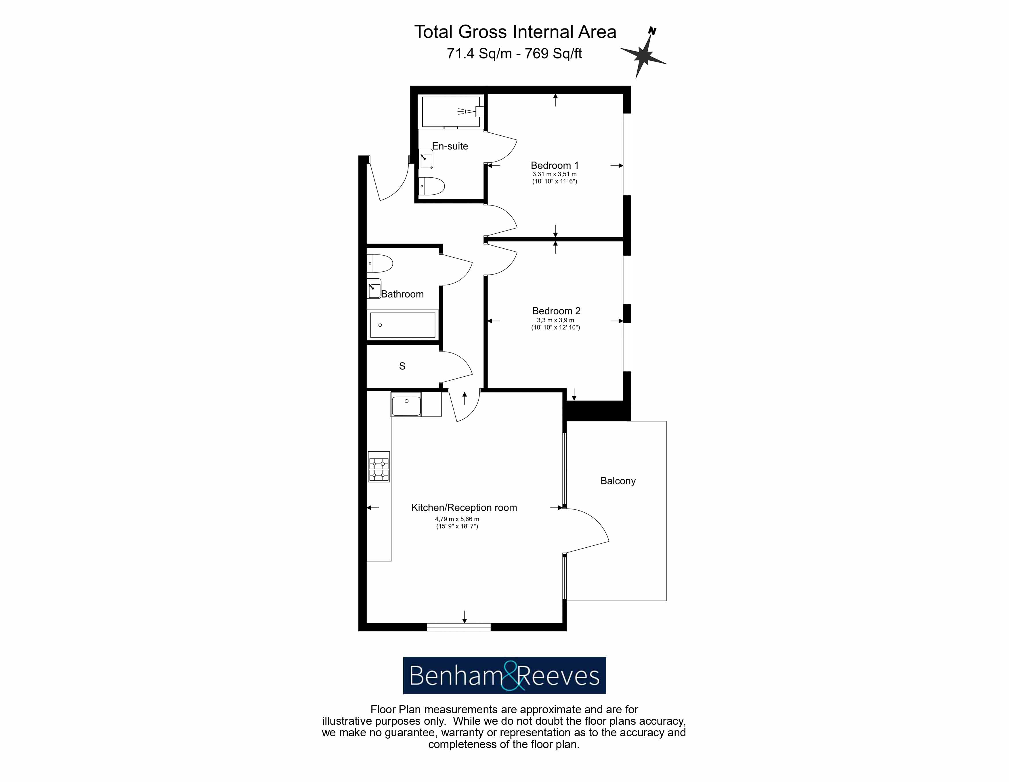 2  bedrooms flat to rent in Orton House, Plough Lane, SW17-Floorplan