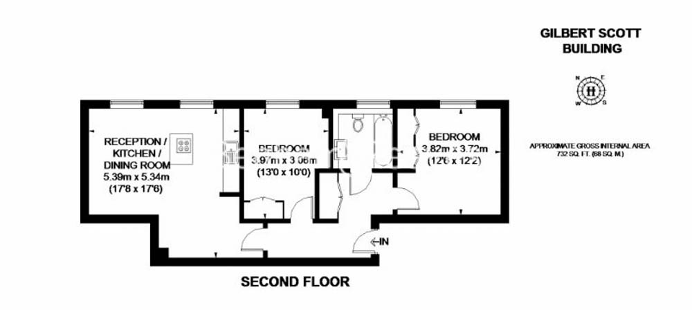 2  bedrooms flat to rent in Sir Giles Gilbert Scott Building, Scott Avenue, SW15-Floorplan