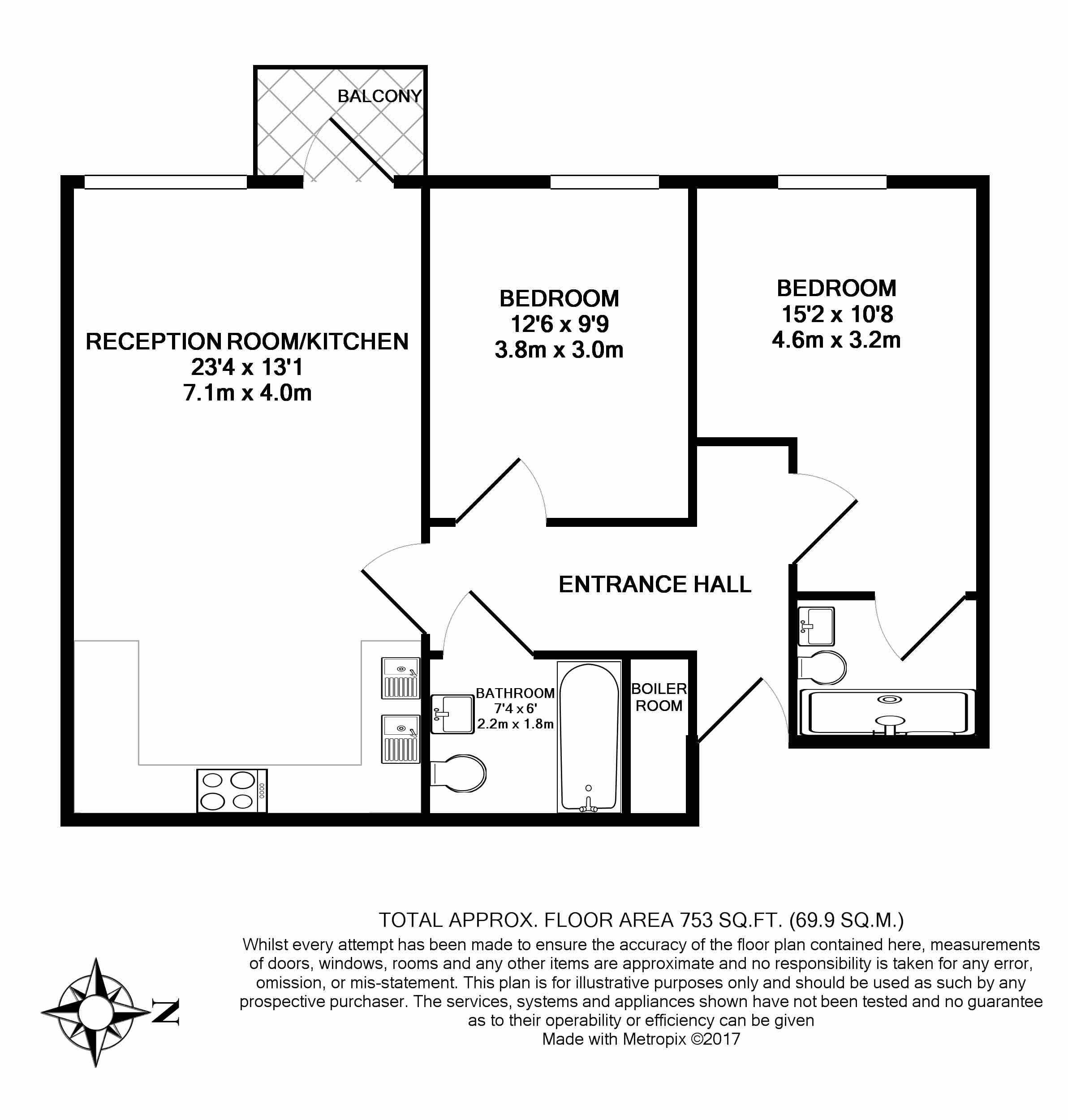 2  bedrooms flat to rent in Times Square, Aldgate East, E1-Floorplan